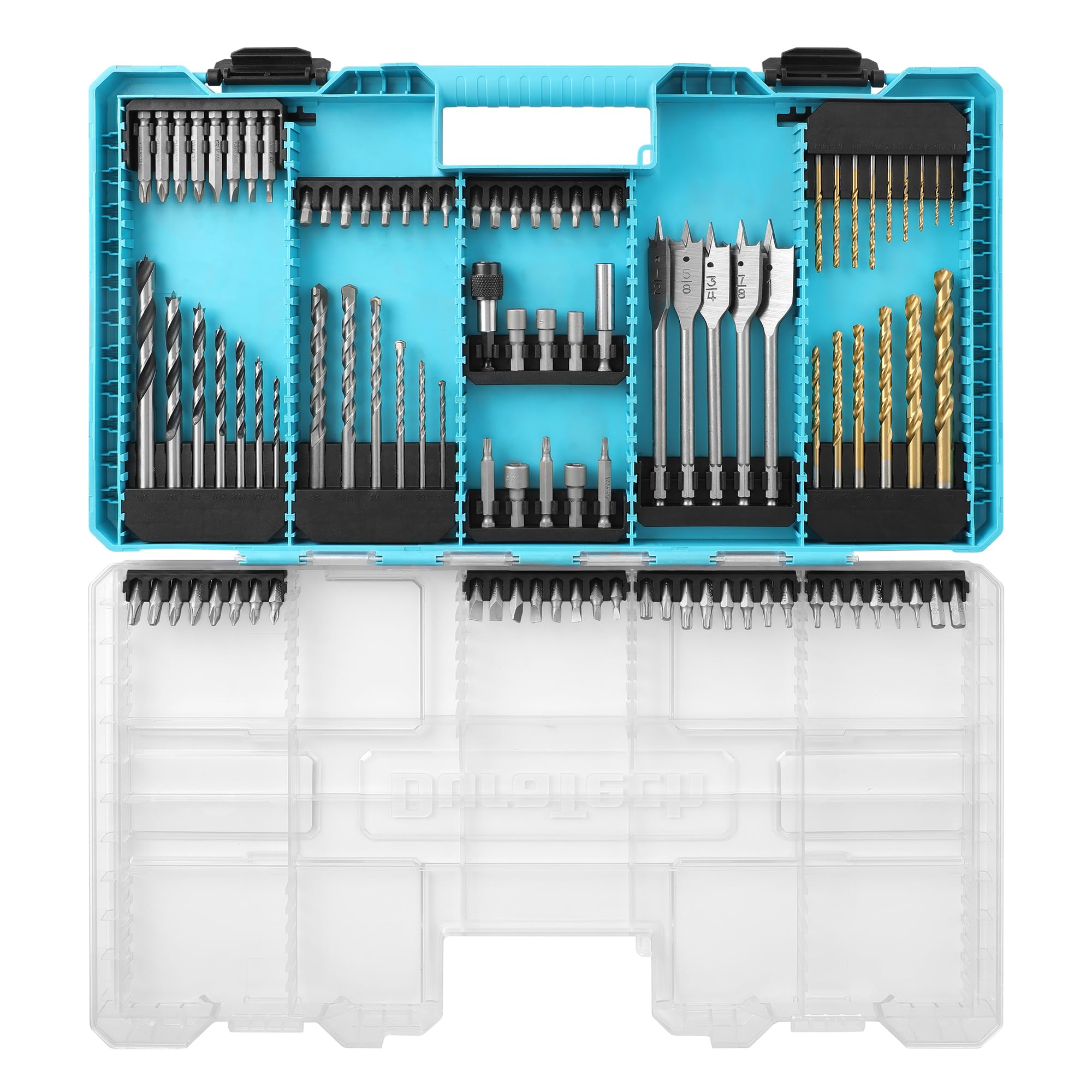 DuraTech 99 PCS Drill Bit Set, High Speed Steel Titanium Drill and Screwdriver Bit Set with Tough Case for Metal, Wood, Plastic, Concrete, Brick, Masonry