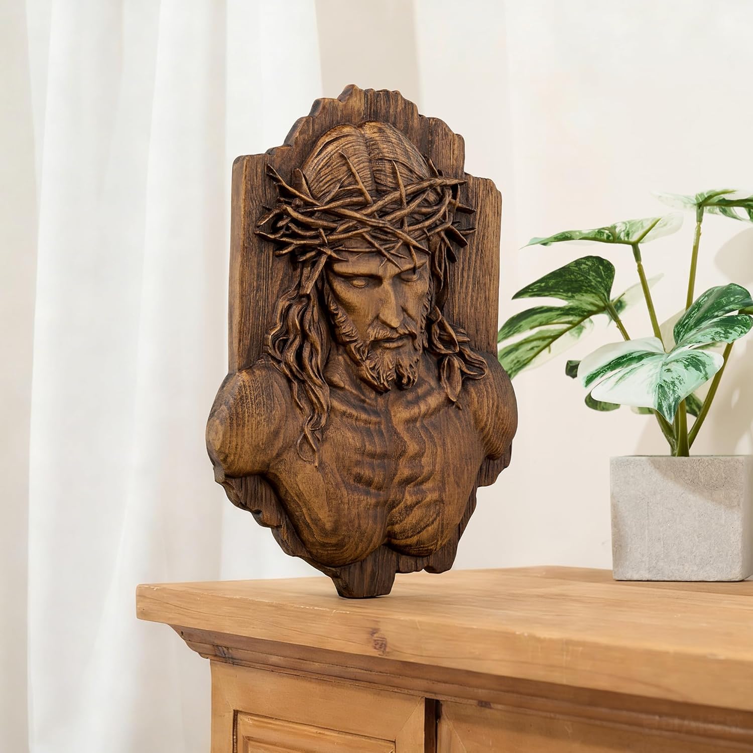 bgcarpenter Wooden Jesus Wall Decor, Handmade Jesus Wall Art Catholic Gift for Home Decor (10 Inch)