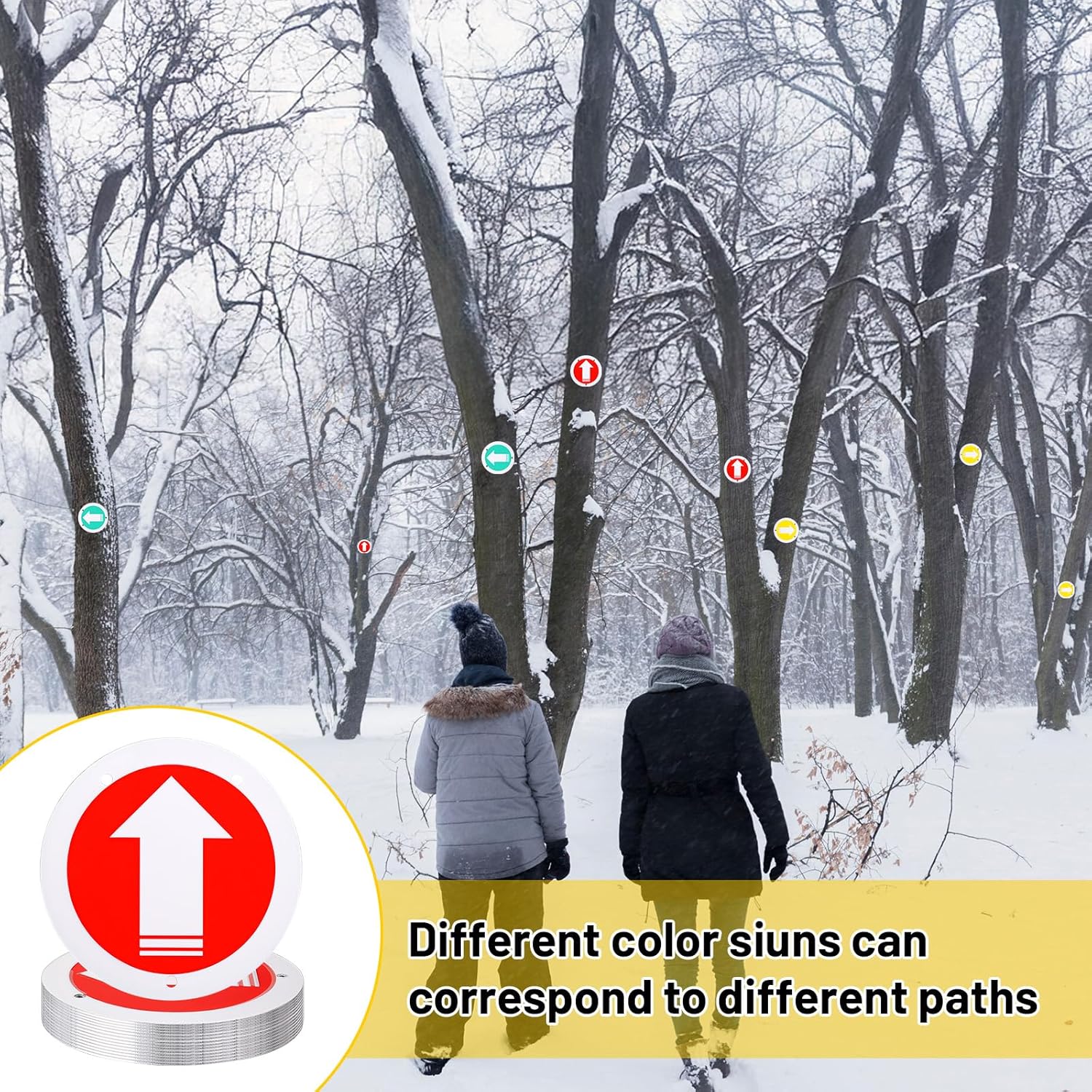 60 Pcs Reflective Trail Markers, 3 Inch Bright Round Aluminum Trail Markers with Tacks, Waterproof Wearproof Trail Marking Reflectors for Hunting Hiking Camping Driving Walking, 4 Colors