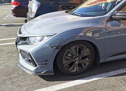 Miniatura 8 de iJDMTOY 4 piezas de parachoques delantero con acabado de fibra de carbono en seco negro mate, aletas difusoras de cuerpo, ajuste universal para