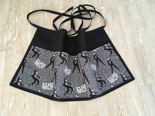 Waitresswaiter or Server Elvis apron 3 pocketsBlack apron kitchen cookingcrafts and restaurants Handmade Janets Aprons click here and scroll down to