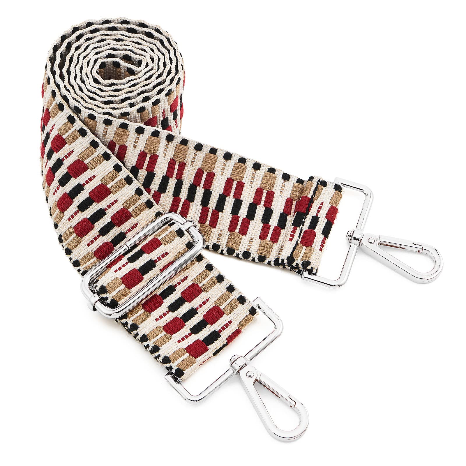 Silvery Buckles Wide Shoulder Strap Adjustable Replacement Belt Crossbody Canvas Bag Handbag