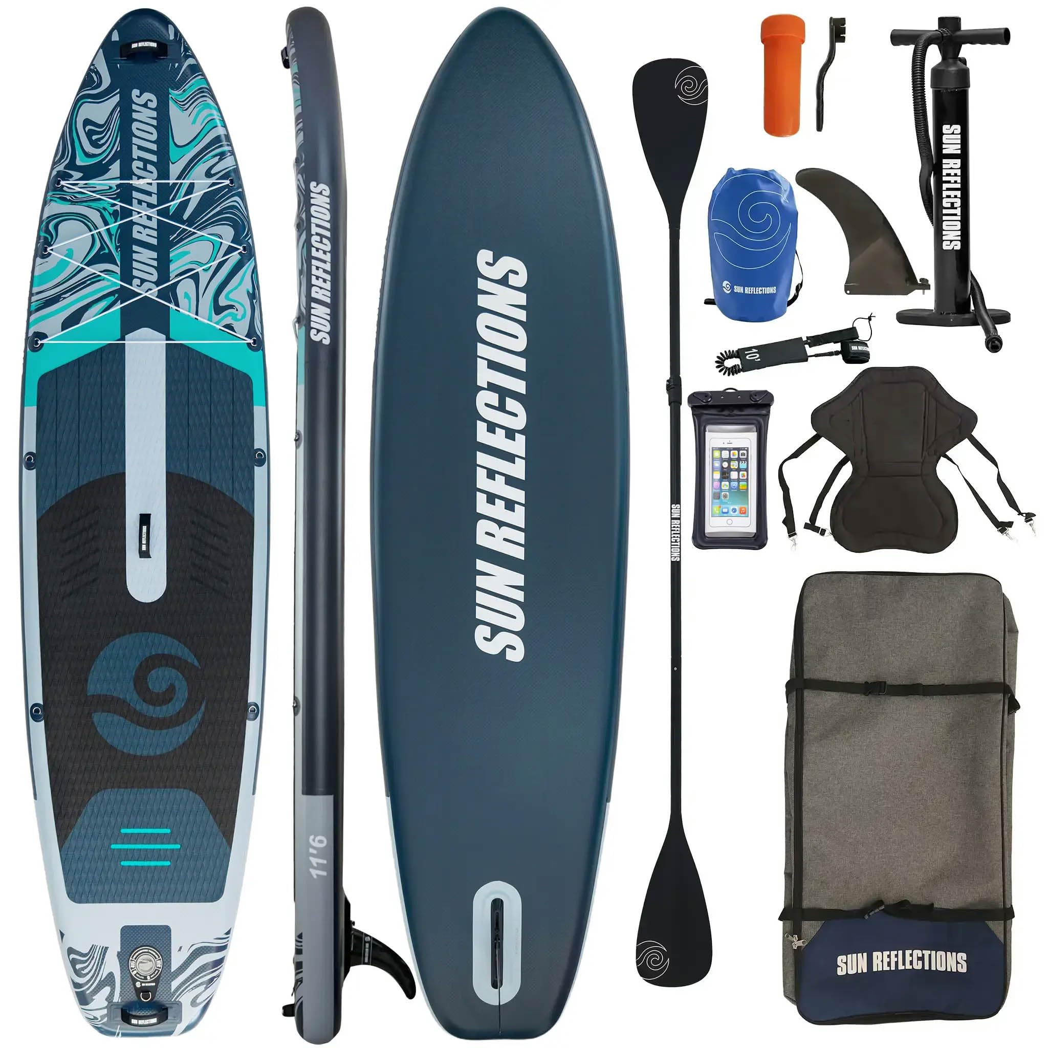 Sun Reflections - Tavola da SUP gonfiabile per principianti, set completo
