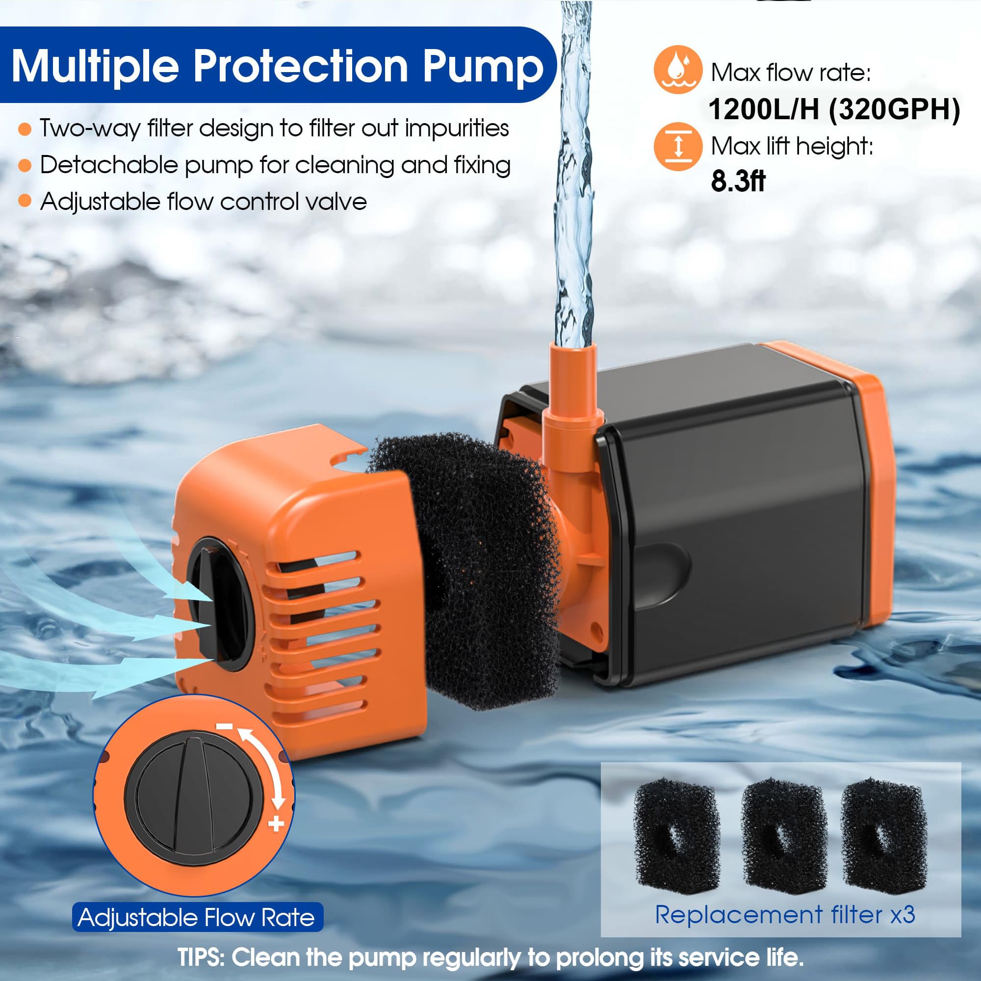 Biling Solar Pond Fountain 25W Solar Powered Water Pump for Outdoor Garden Small Pond with Adjustable Water Flow - Image 5