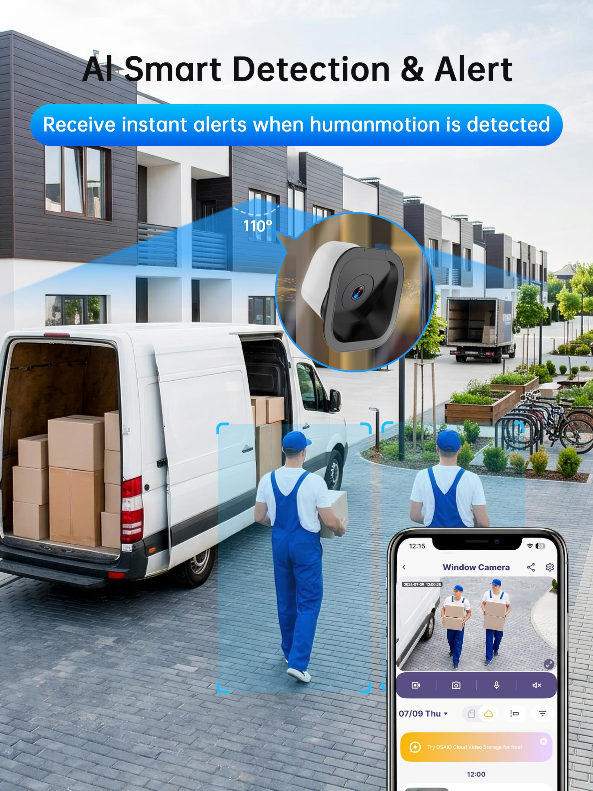 2K Fensterkamera Innen, Dual‑Band WLAN Überwachungskamera Innen,Mini Kamera