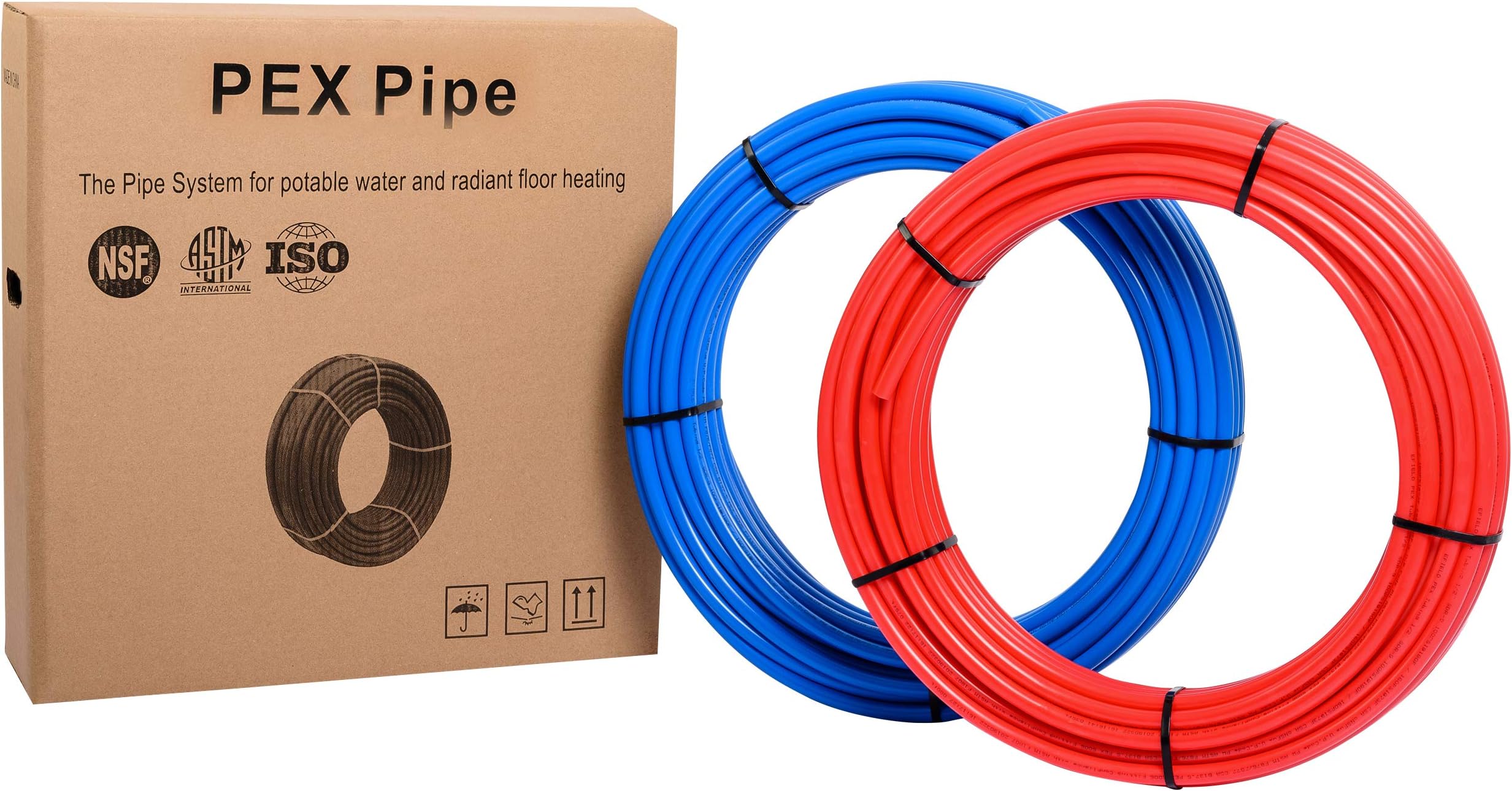EFIELD 1/2 inch 2 x100 ft Pex-b Pipe/Tubing,NSF Certified for Potable Water, Hot/Cold Water, Blue & Red 200 ft Length for Plumbing and Heating Applications, with Pipe Cutter,(AB-2)
