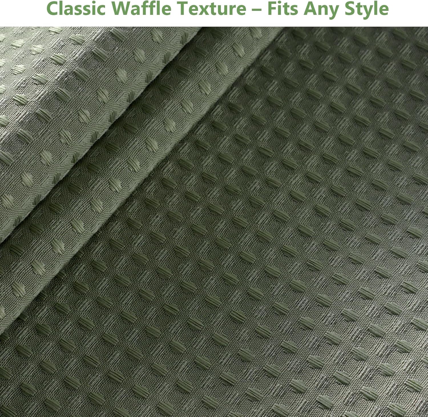 VANZAVANZU Hookless Shower Curtain with Mesh Top and Snap in Waterproof Liner, Waffle Weave, Weighted Magnets Hem, Machine Washable, 72 x 75 Inches – (Green)