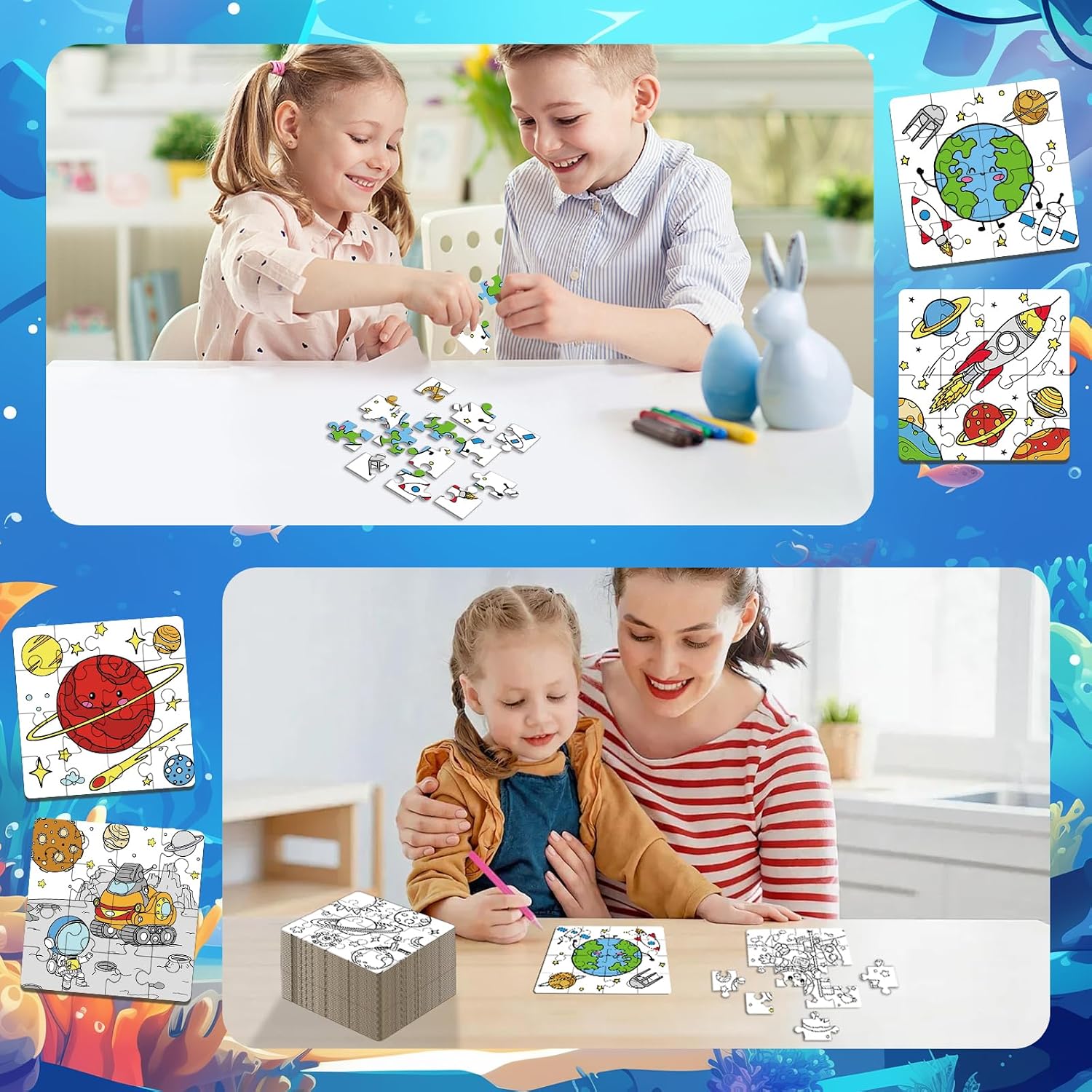 24 Pack Outer Space Jigsaw Puzzles Color Your Own Coloring Crafts image 5
