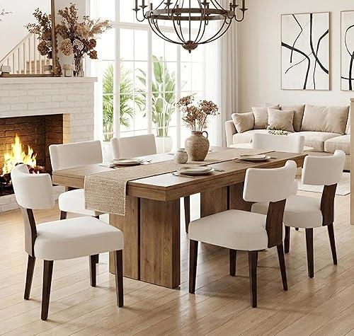 Miniatura 11 de Juego de 6 sillas de comedor modernas de mediados de siglo Shunzhi, sillas tapizadas de madera para comedor, sillas de cocina estilo granja, sillas