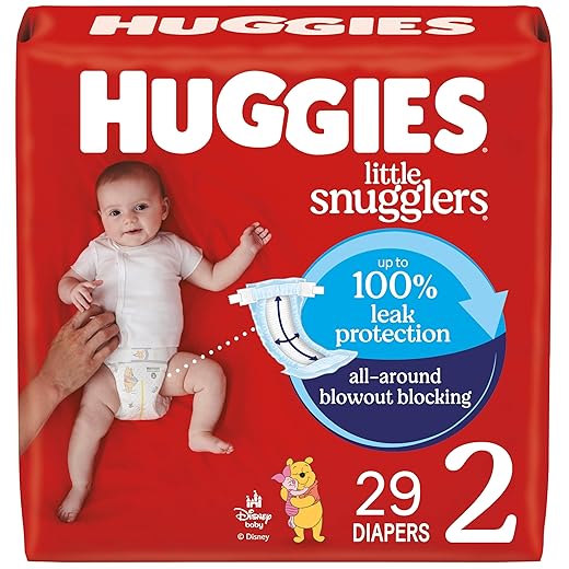 Huggies Size 2 Diapers, Little Snugglers Baby Diapers, Size 2 (12-18 lbs), 29 Count, Packaging May Vary