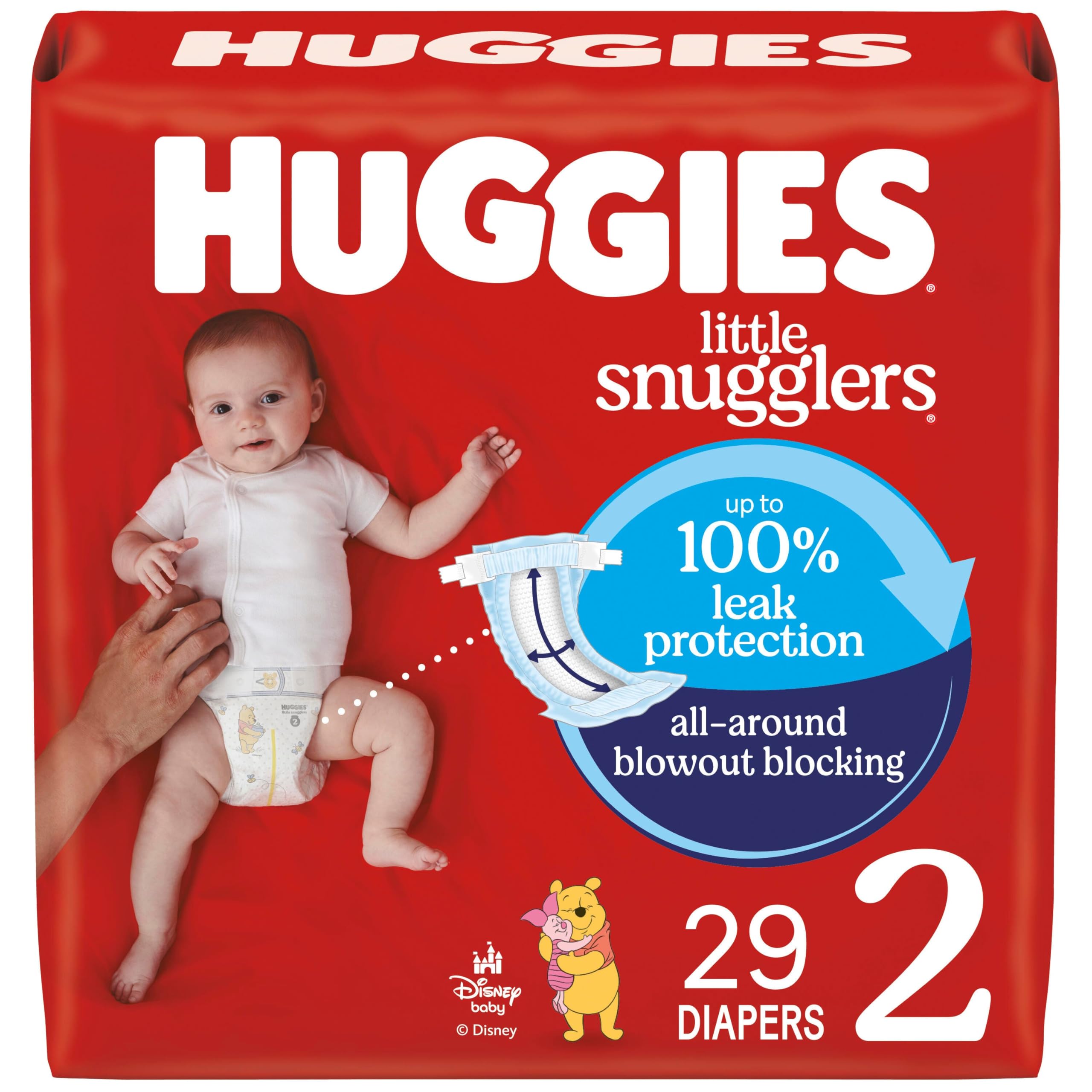 Huggies Size 2 Diapers, Little Snugglers Baby Diapers, Size 2 (12-18 lbs), 29 Count, Packaging May Vary