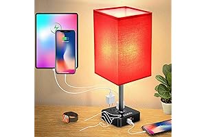 cozoo Red Dimmable Table Lamp with USB Charging Ports