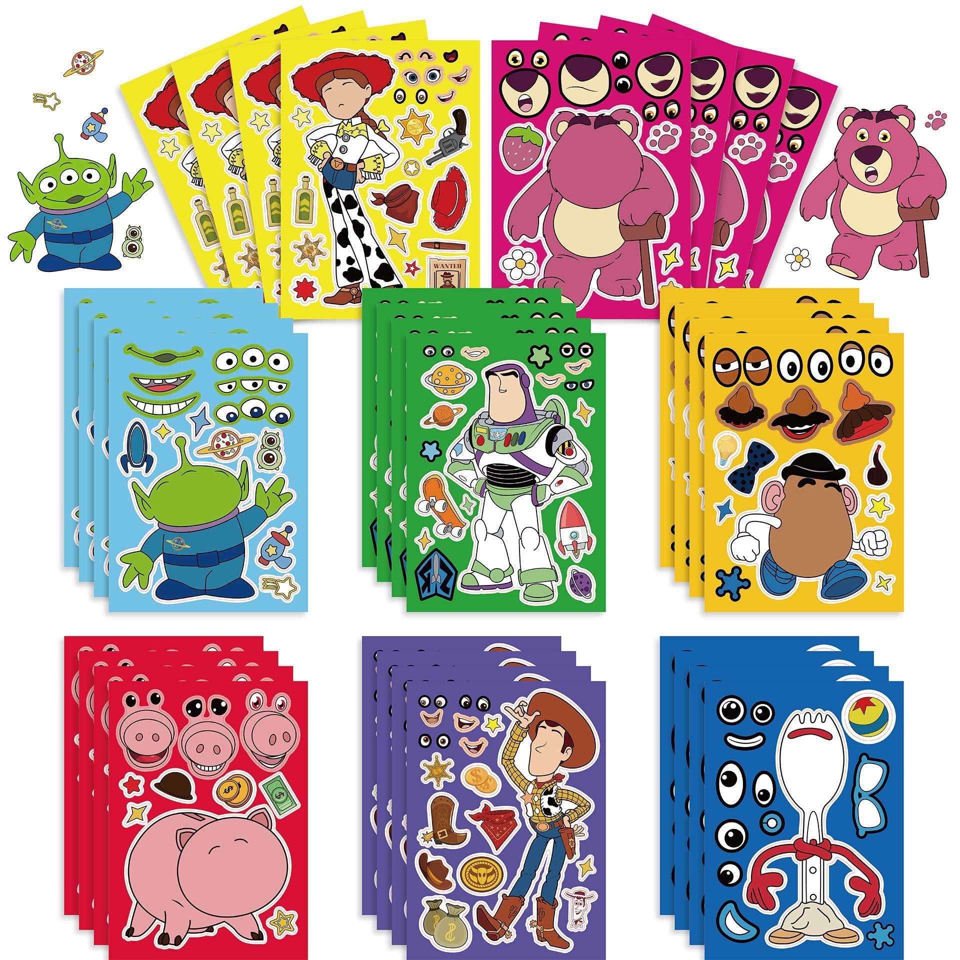 24 Pcs ToyStory Face Stickers for Party Bags, Make Your Own Stickers Characters DIY Stickers for Party Favor Supplies Craft — image 1