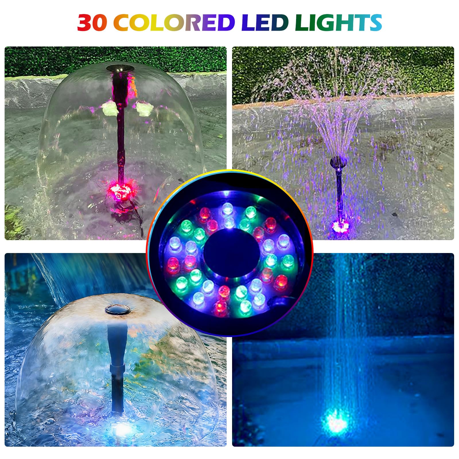 Pompe de fontaine extérieure, 25W 2000L/H Pompe pour étang, pompe de fontaine avec filtre, petite pompe de fontaine avec lumière, pompes d’étang, pompe d’étang, pompe à eau pour aquarium pour bassin d