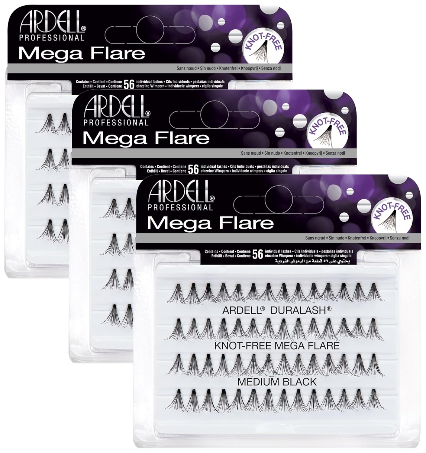 Ardell Mega Flare - Knot-Free - Medium Black (Pack of 3)