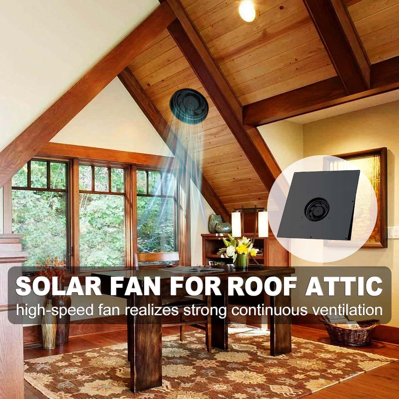 Solar Dachventilator 2500RPM High-Speed Abluftventilator mit 12V Monokristallines Solarpanel, IP67 Wasserdicht, 33.0x33.0x8.9 cm für Dachboden, Garage, Wohnmobil, Schuppen - Einfache Installation