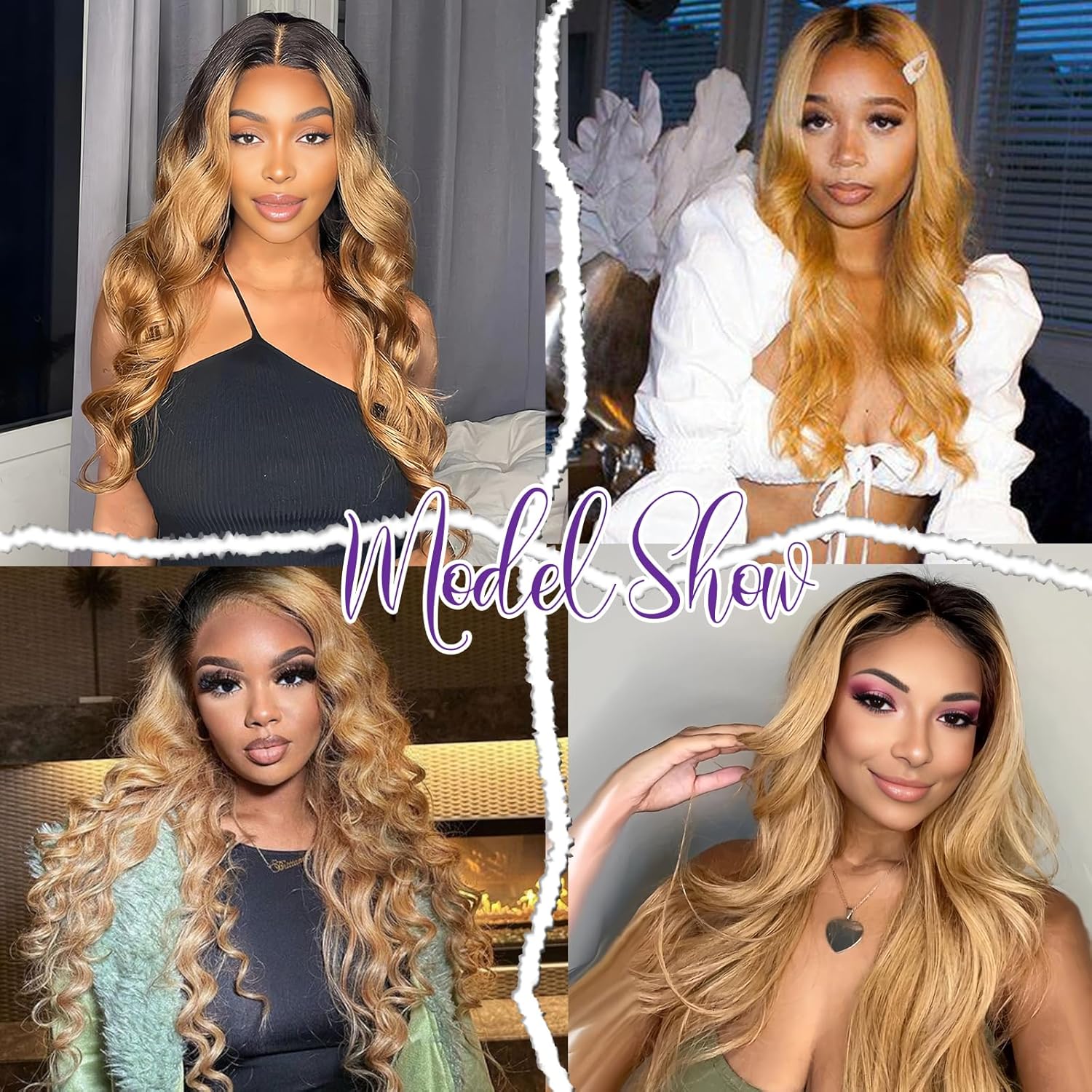Belaved 1BT27 Blonde Hihglight Wigs Human Hair Ombre 13X6 Lace Front Body Wave Honey Brown Blonde Wig Human Hair Pre Plucked HD Frontal 180% Density Glueless Colored 28inch