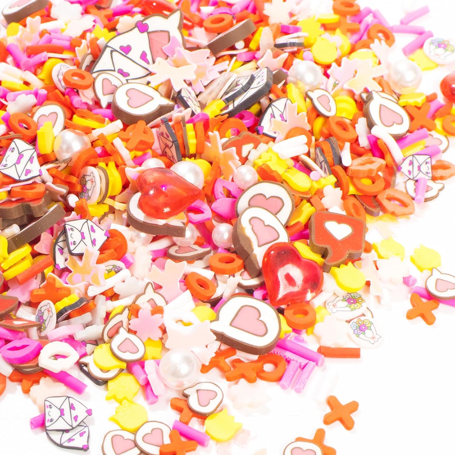Polymer Clay Valentine Heart Sprinkles for Fake Dessert Cake Decor, Decoden Phone Case, Slime Projects DIY, Scrapbooking, Resin Jewelry Making Pack of 30g