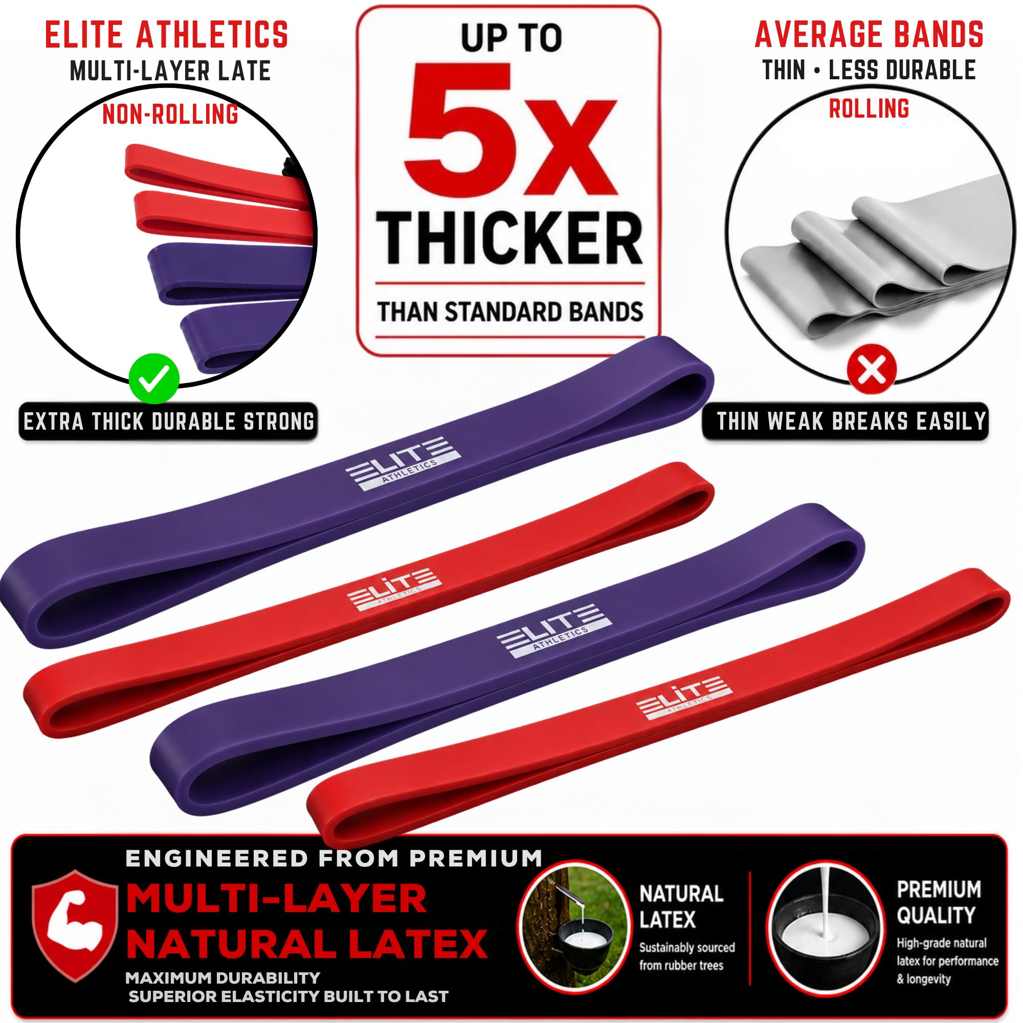 Heavy Thick Resiance Bands Set, Monster Short Bands, Deadlift Band, Glute Activation, Booty Exercise, Hip Band and Dynamic Warm (Set of 3 or 5 with Long Pull Up Bands)