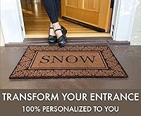 Vista 3 de COCO MATS 'N MORE Felpudo de coco personalizado con bordes de corazones florecientes marrones, 18 x 30 pulgadas, con respaldo de vinilo, tapetes