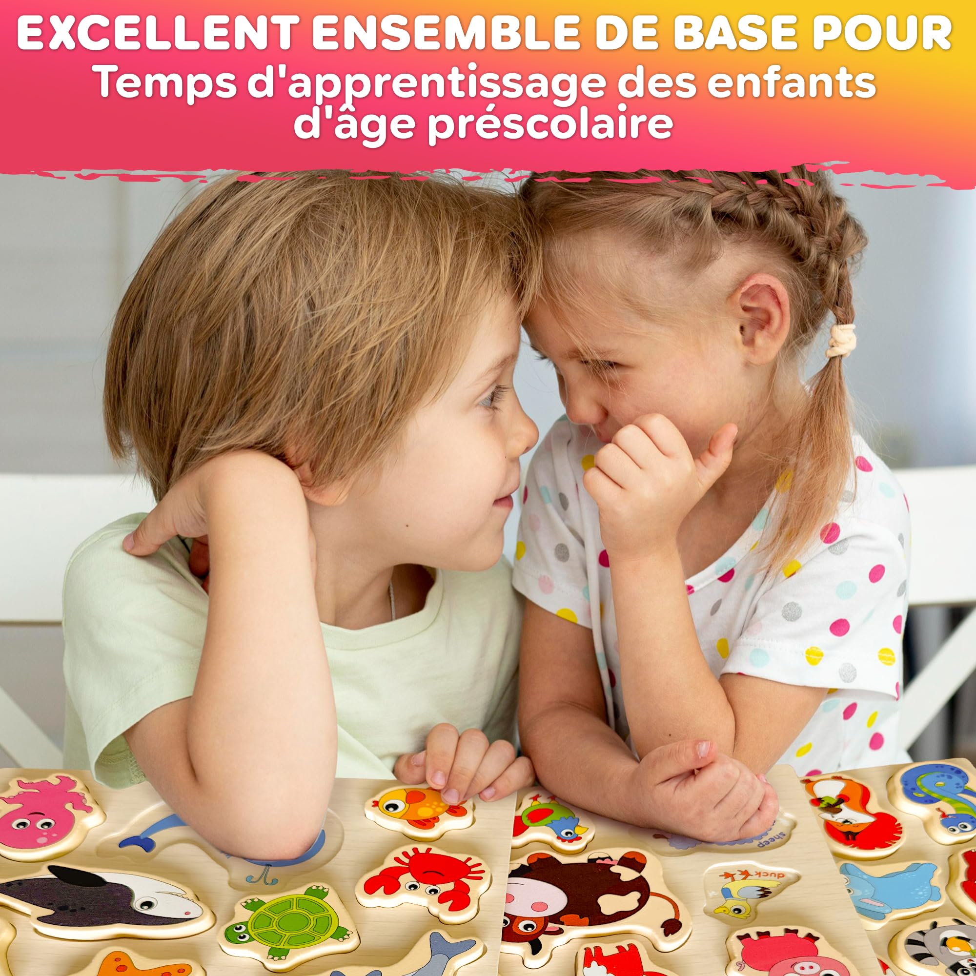 QUOKKA Puzzle en Bois Enfant 1 2 Ans - Jouet Montessori Animaux Épais 3 4 Ans - Jeux Educatif Cadeau 1 à 3 Ans