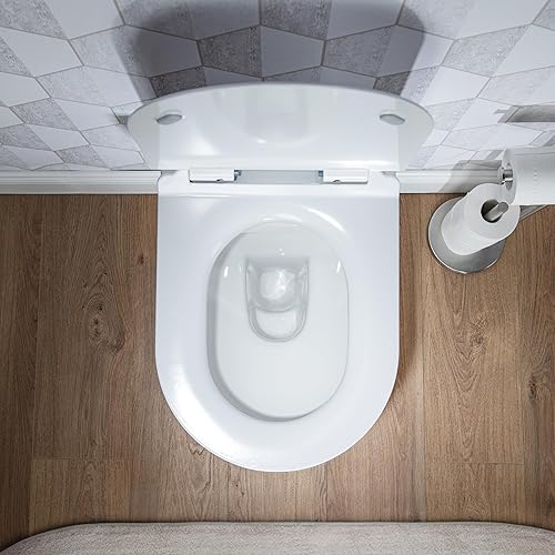 Miniatura 8 de Casta Diva Cuenco de inodoro colgado en la pared, inodoro compacto alargado de montaje en pared con asiento de cierre suave para baño, 1.1GPF1.6 GPF