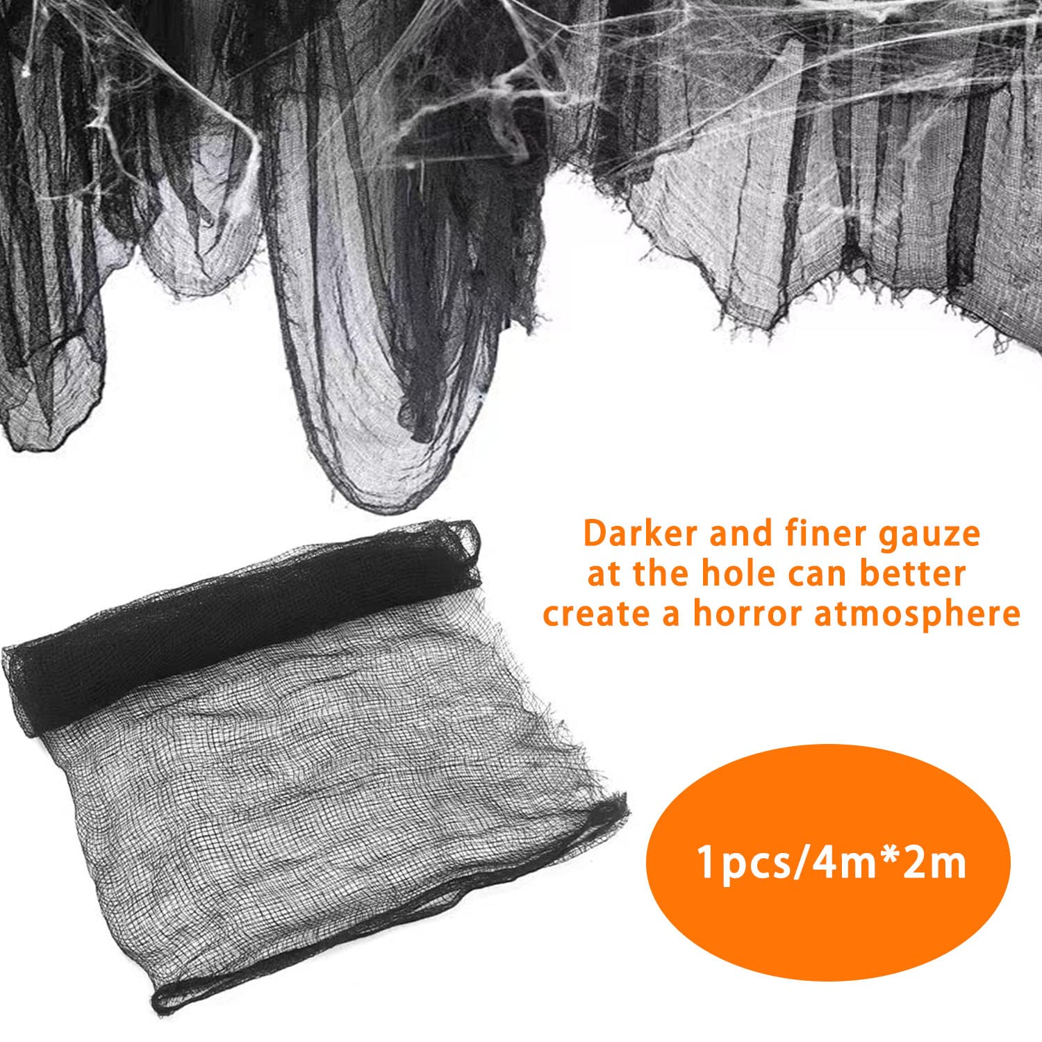 Gaze Noir D'Halloween, 2 Drap Noir Effrayant Halloween, Gaze Spooky