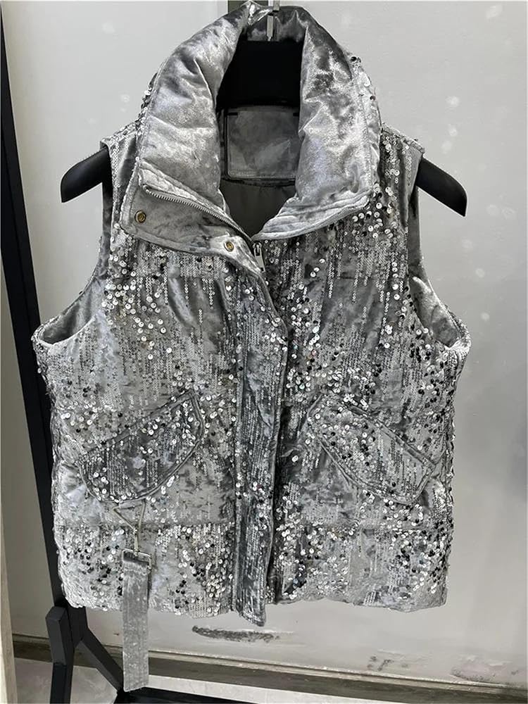 Women's Slim Fit Sleeveless Vest O Neck Quilted Waistcoat