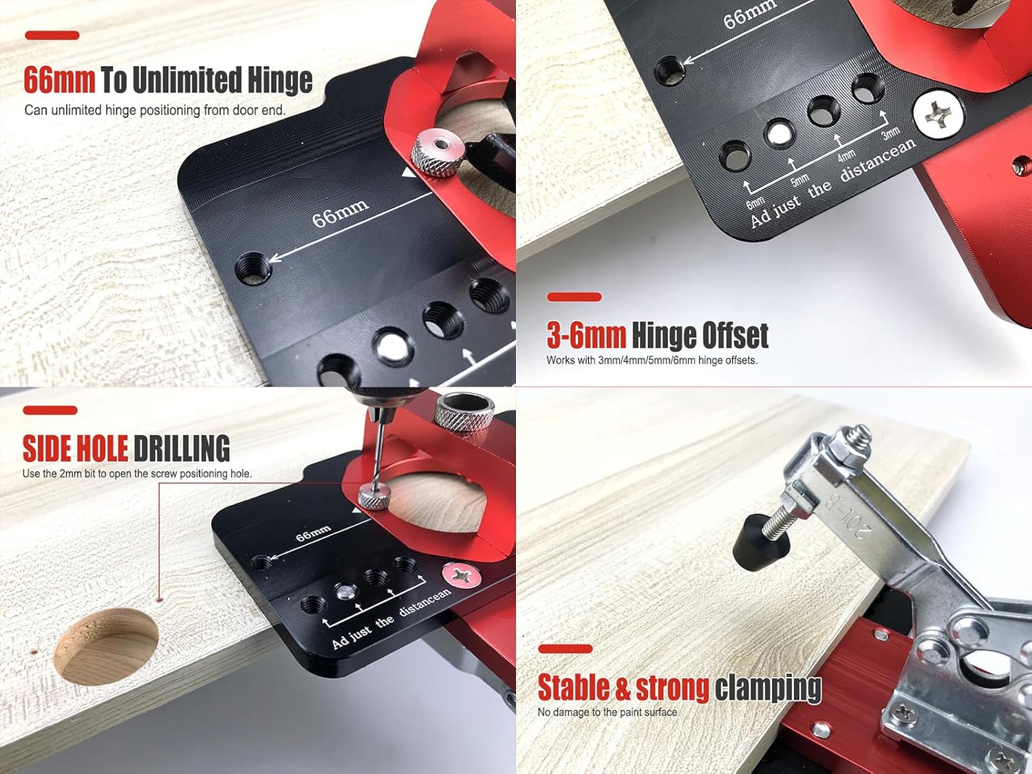 Concealed Hinge Jig with,35mm Drilling Hole Puncher Aluminum Alloy Cabinet Door Drilling Guide Locator for Woodworking Hinges Mounting