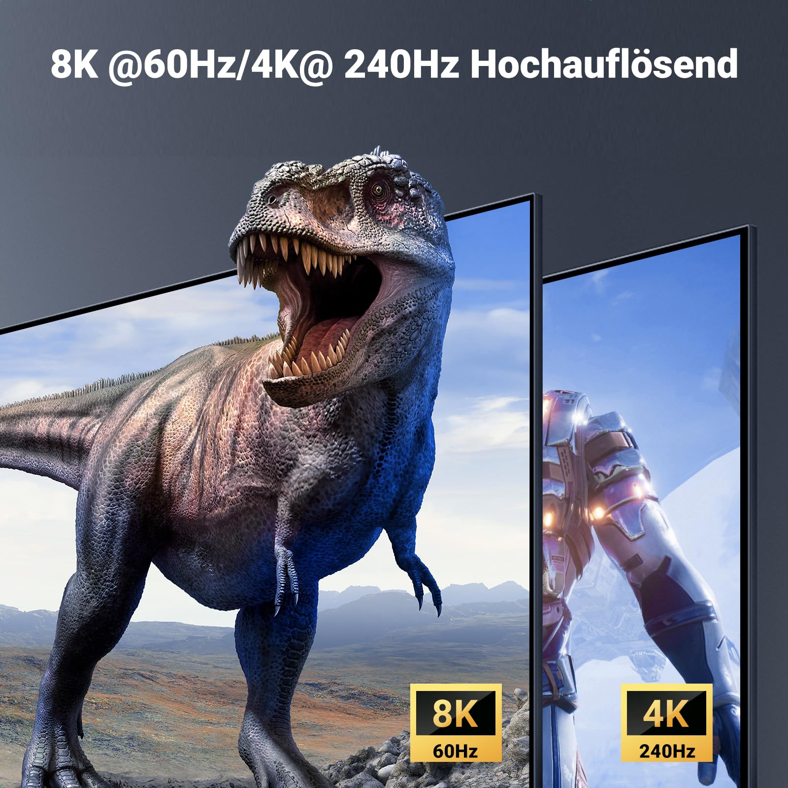 UGREEN Displayport KVM Switch 8K@60Hz, DP 1.4 mit 4 USB 3.0 Ports Unterstützt 8K@60Hz 4K@240Hz Share 1 Monitor Tastatur Maus U-Disk Drucker, mit 2 DP Kabeln, 2 USB A zu C Kabeln