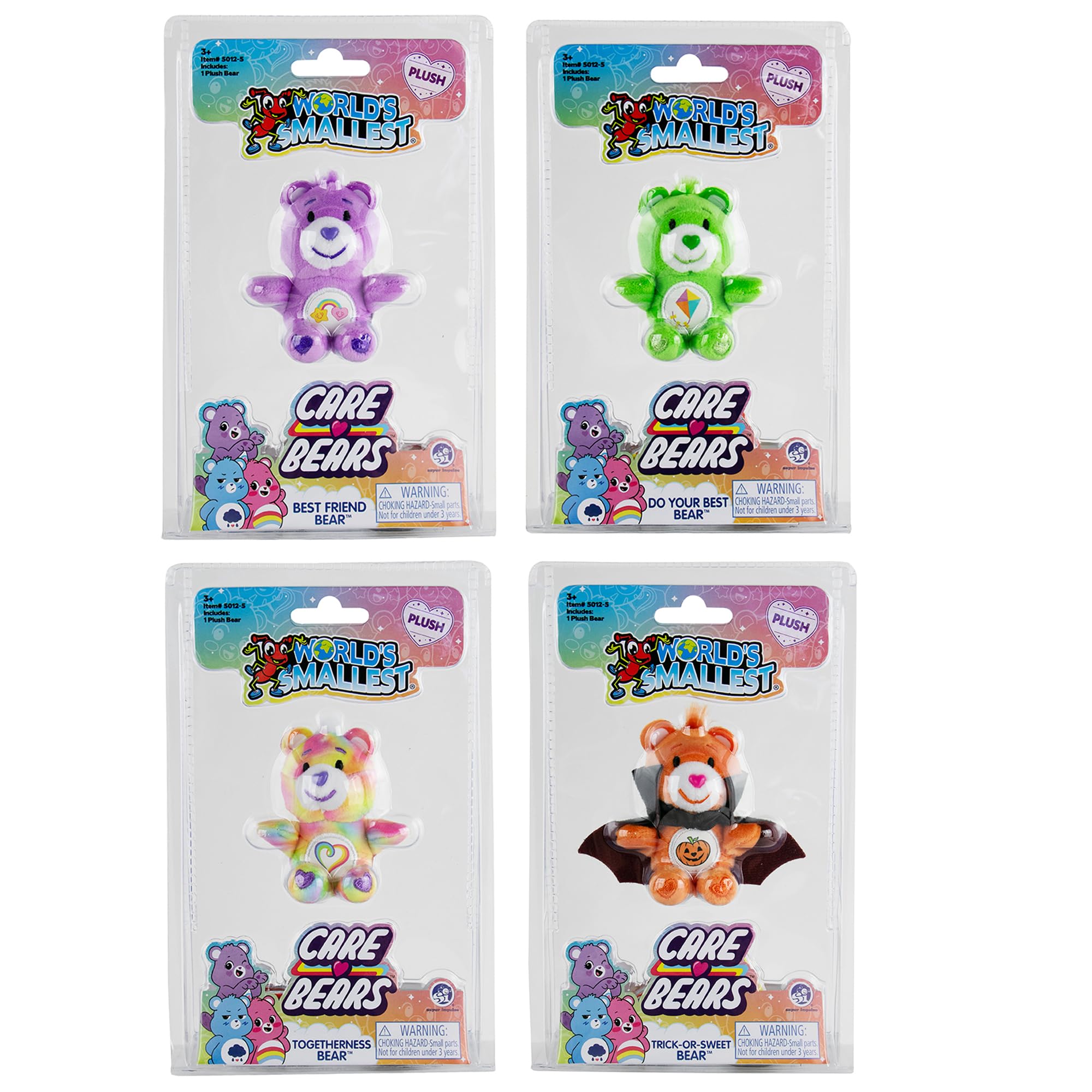 World's Smallest Care Bears Series 5 Bundle Set of 4 - Best Friend Bear - Do Your Best Bear - Togetherness Bear - Trick-Or-Sweet Bear