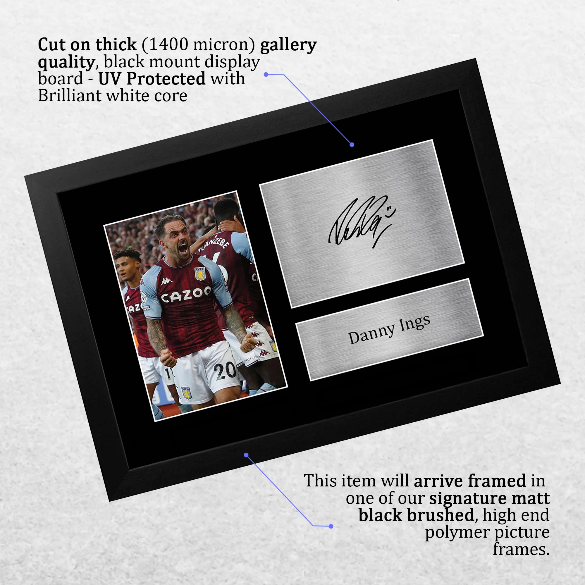 HWC Trading FR A4 Danny Ings Aston Villa Gifts Printed Signed Autograph Picture for Football Fans and Supporters - A4 Framed - Image 3