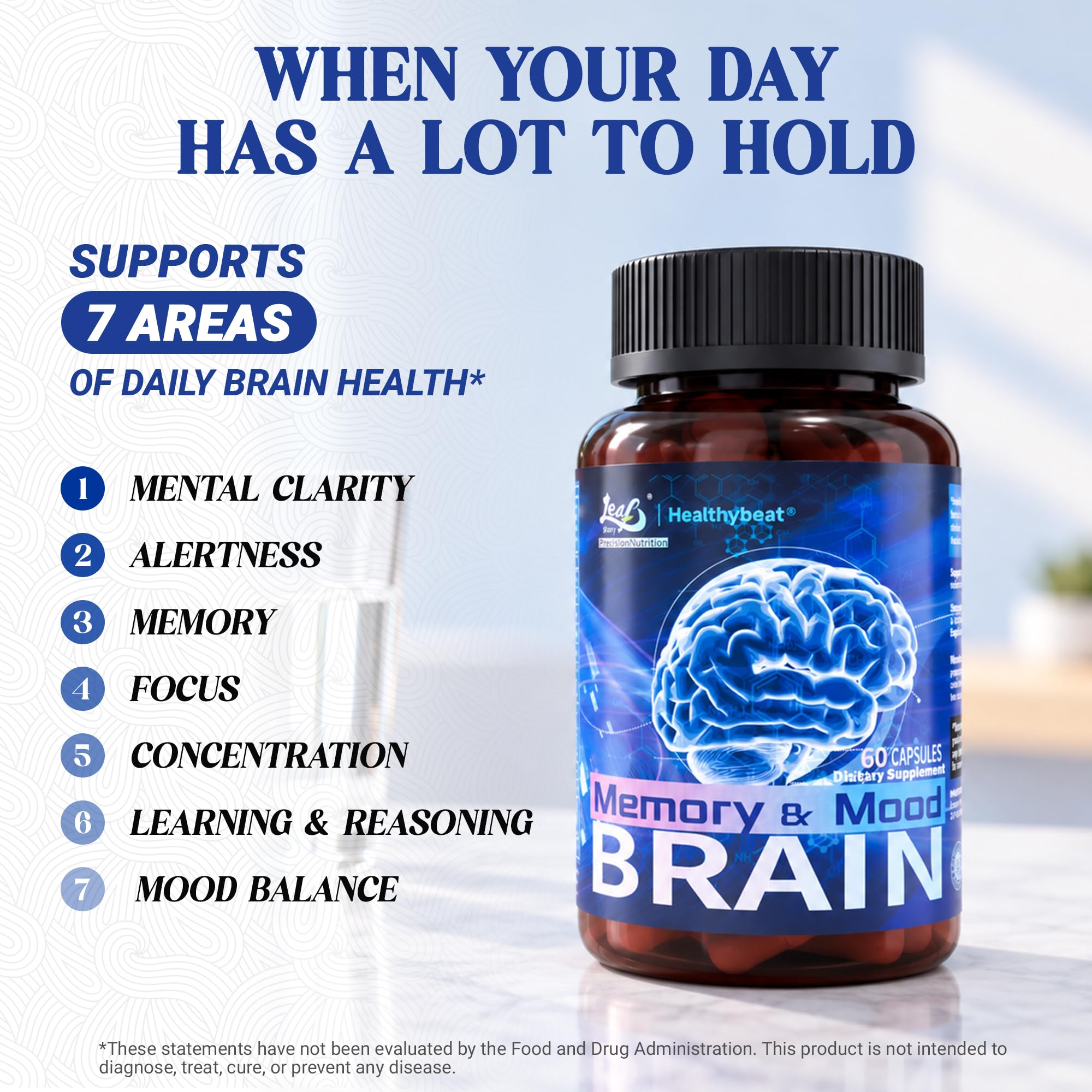 Nootropic Brain Supplements for Memory and Focus, 60 Capsules — Amazon image 2