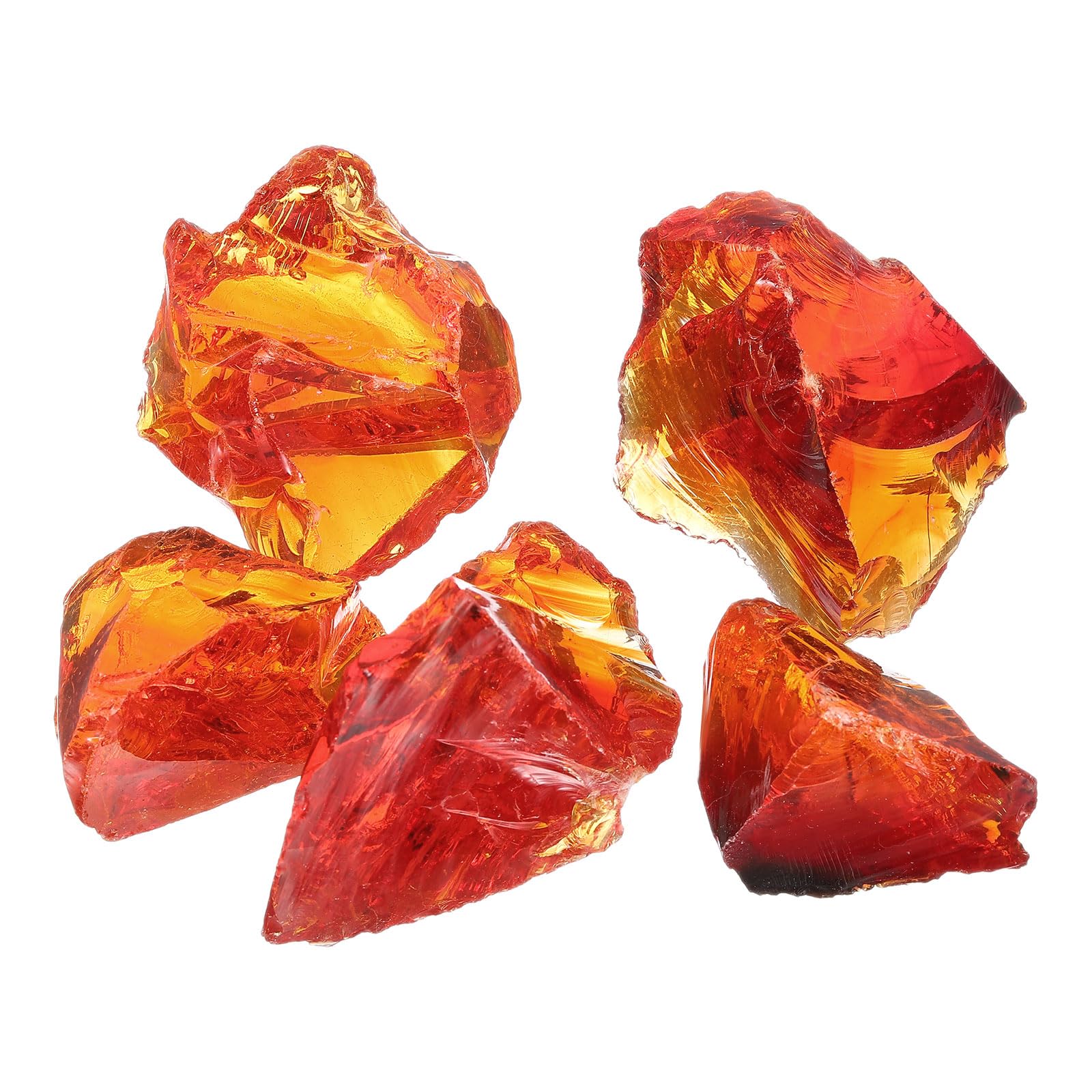 sourcing map Fire Glass for Fire Pit, 0.9 Pounds High Luster Reflective Tempered Glass Rocks for Natural Propane Fireplace, 3-5cm, Red