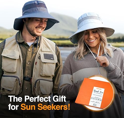 Miniatura 7 de GearTOP - Sombrero de ala ancha para proteger contra los rayos UV UPF 50 para senderismo camping pesca safari