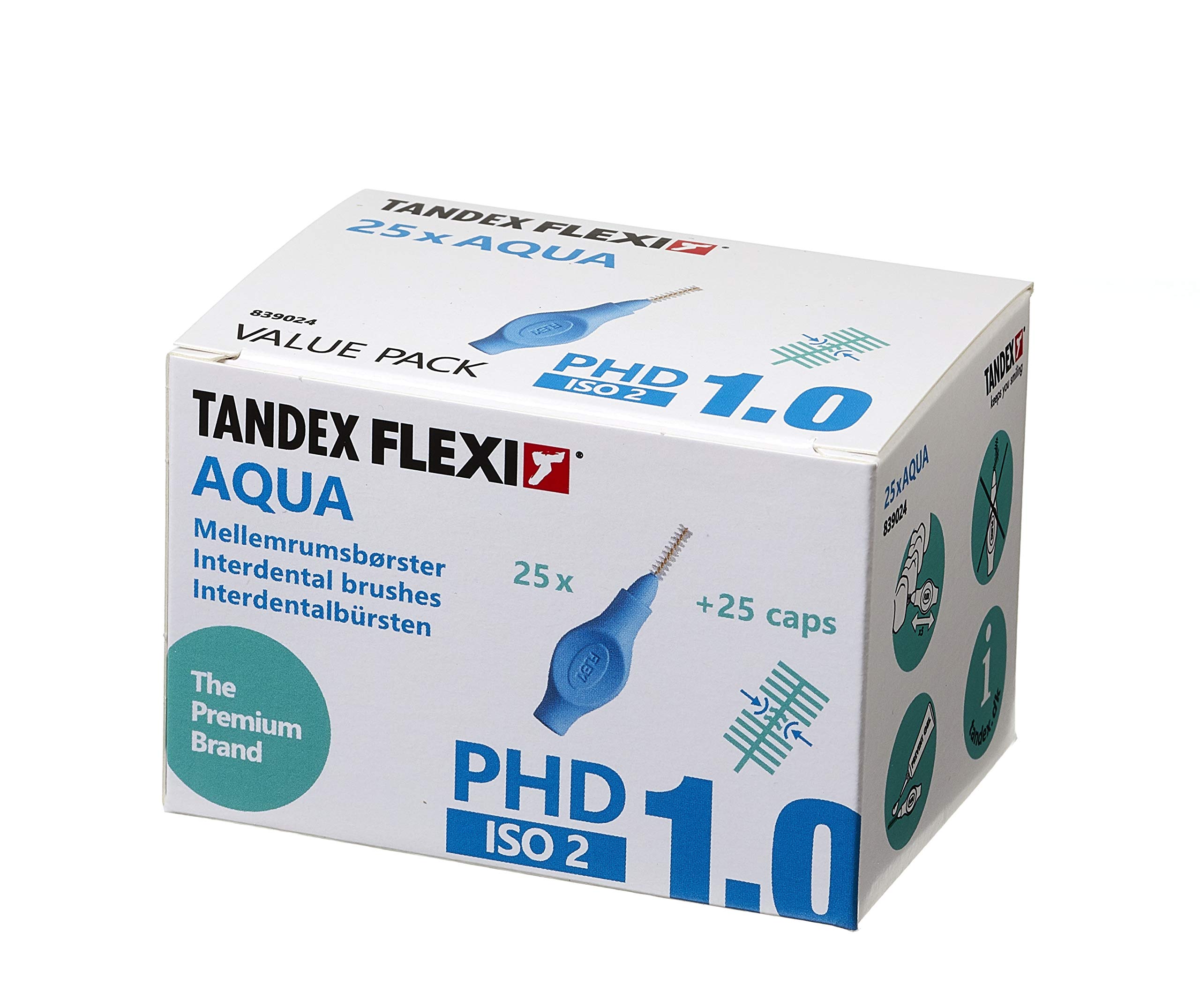 Tandex Flexi - Cepillos interdentales (1,0 mm, 25 unidades), color aguamarina