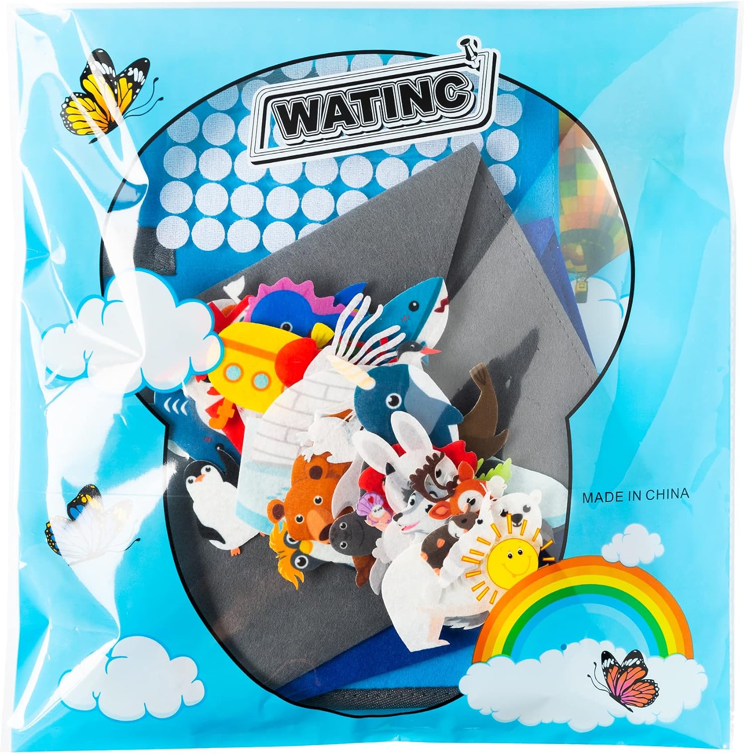 WATINC Summer Ocean & Arctic Animal 2 Sets Felt Storytelling Board Early Learning Interactive Play Kit Flannel Felt Board Stories for Preschool