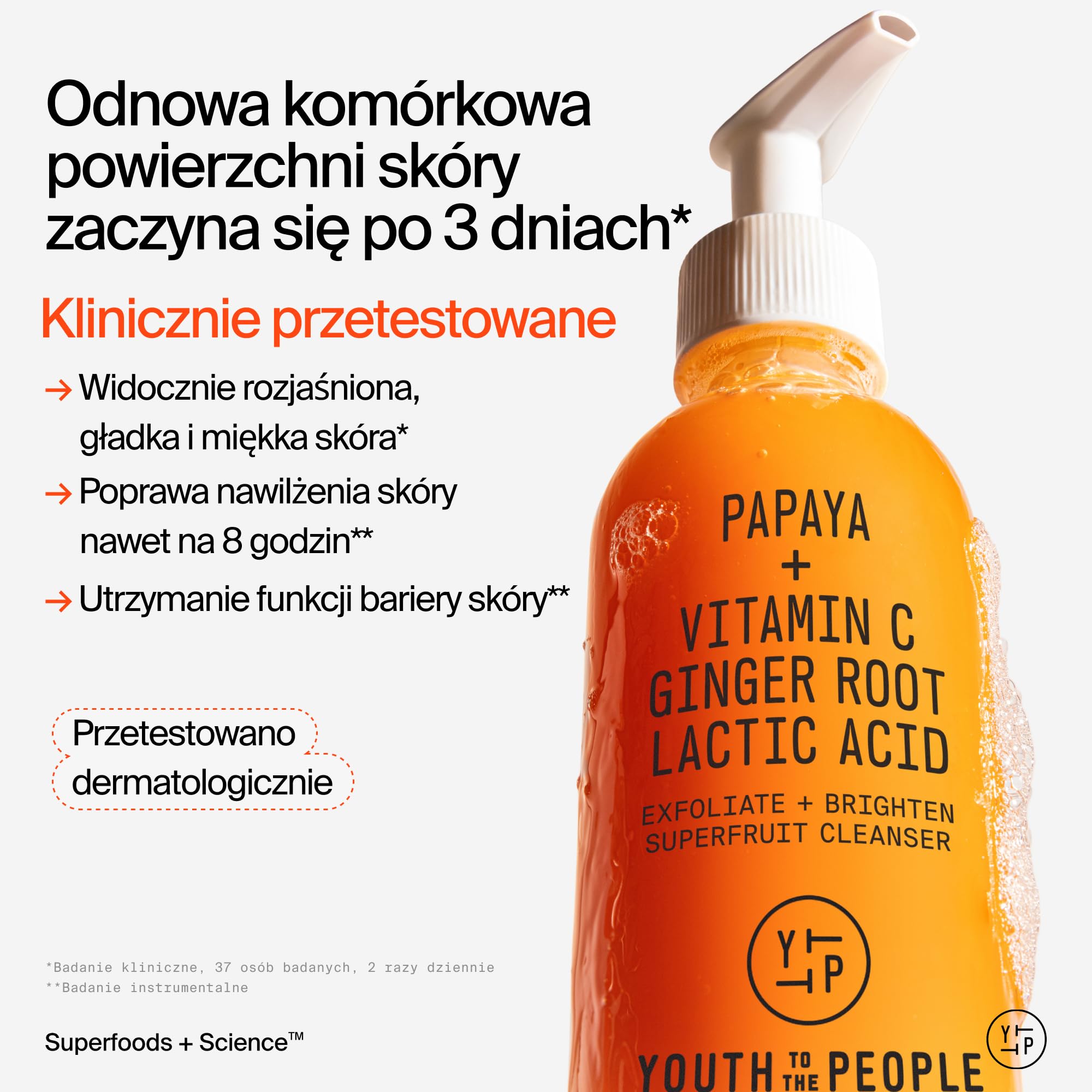 Youth To The People Superfruit Cleanser, Żel do Mycia Twarzy dla Kobiet, Delikatny Peeling z Papają & Wit. C, Rozświetlający Płyn do Mycia Twarzy, Nawilżający Żel do Mycia Twarzy
