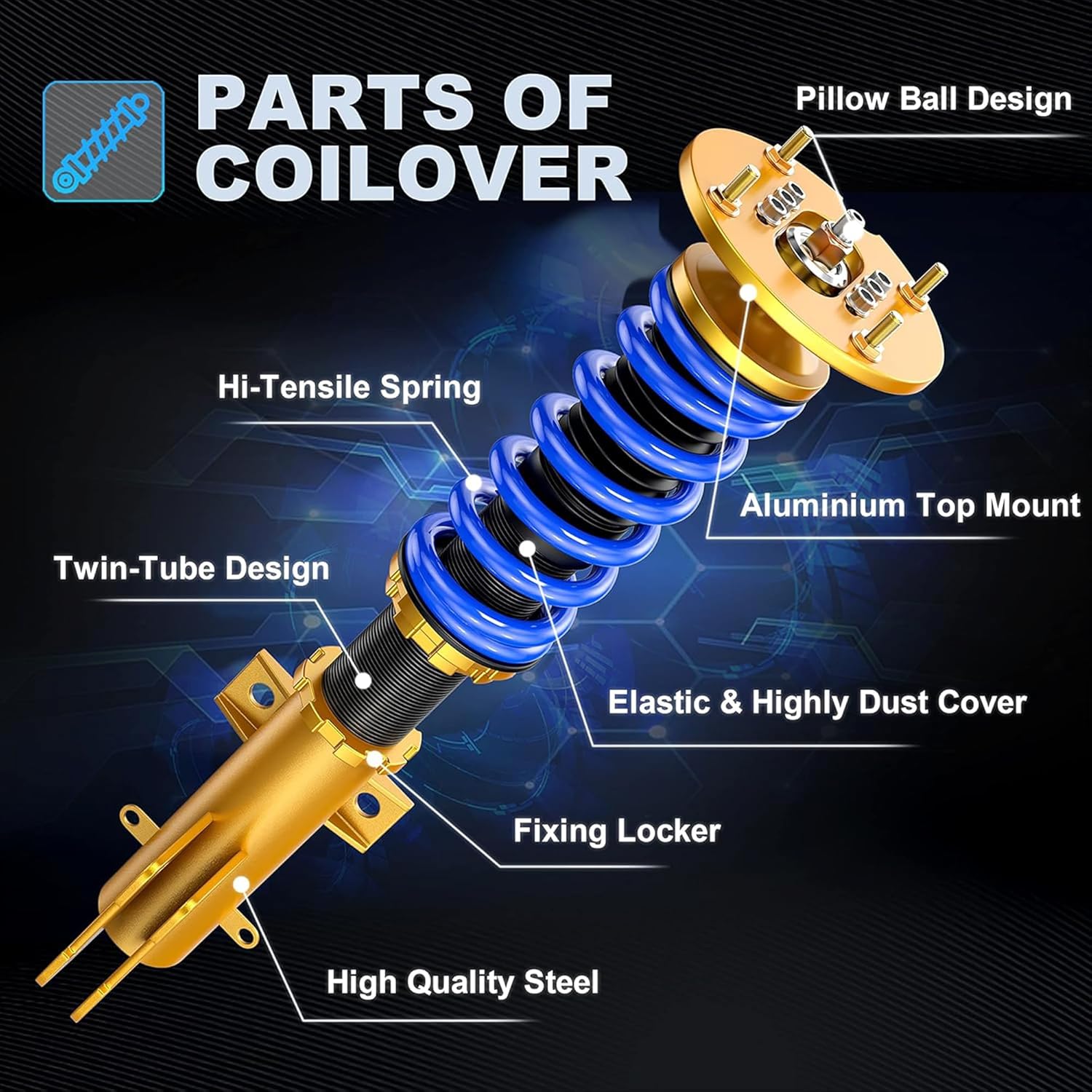 MOSTPLUS Coilovers Lowering Struts Compatible for 2007-2015 Nissan Altima 2009-2015 Maxima Height Adjustable Lowering Kit Suspension Front and Rear