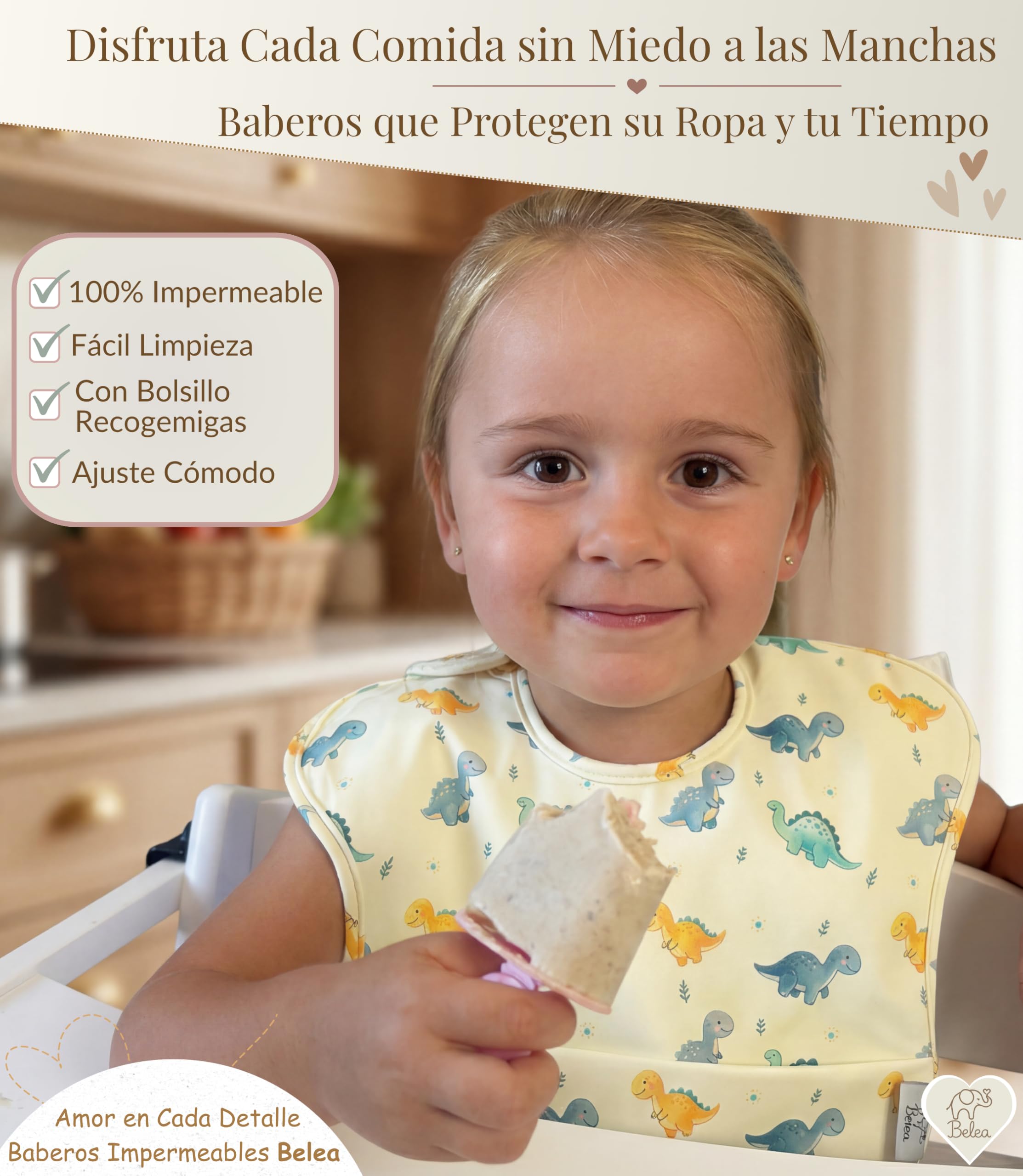 Pack 2 Baberos Bebe Impermeables Sin Mangas BLW 6 Meses a 5 Años Bolsillo Recogemigas Babete Impermeável Babero Infantil Sin BPA Regalo Baby Shower Cumpleaños Bebé - 2
