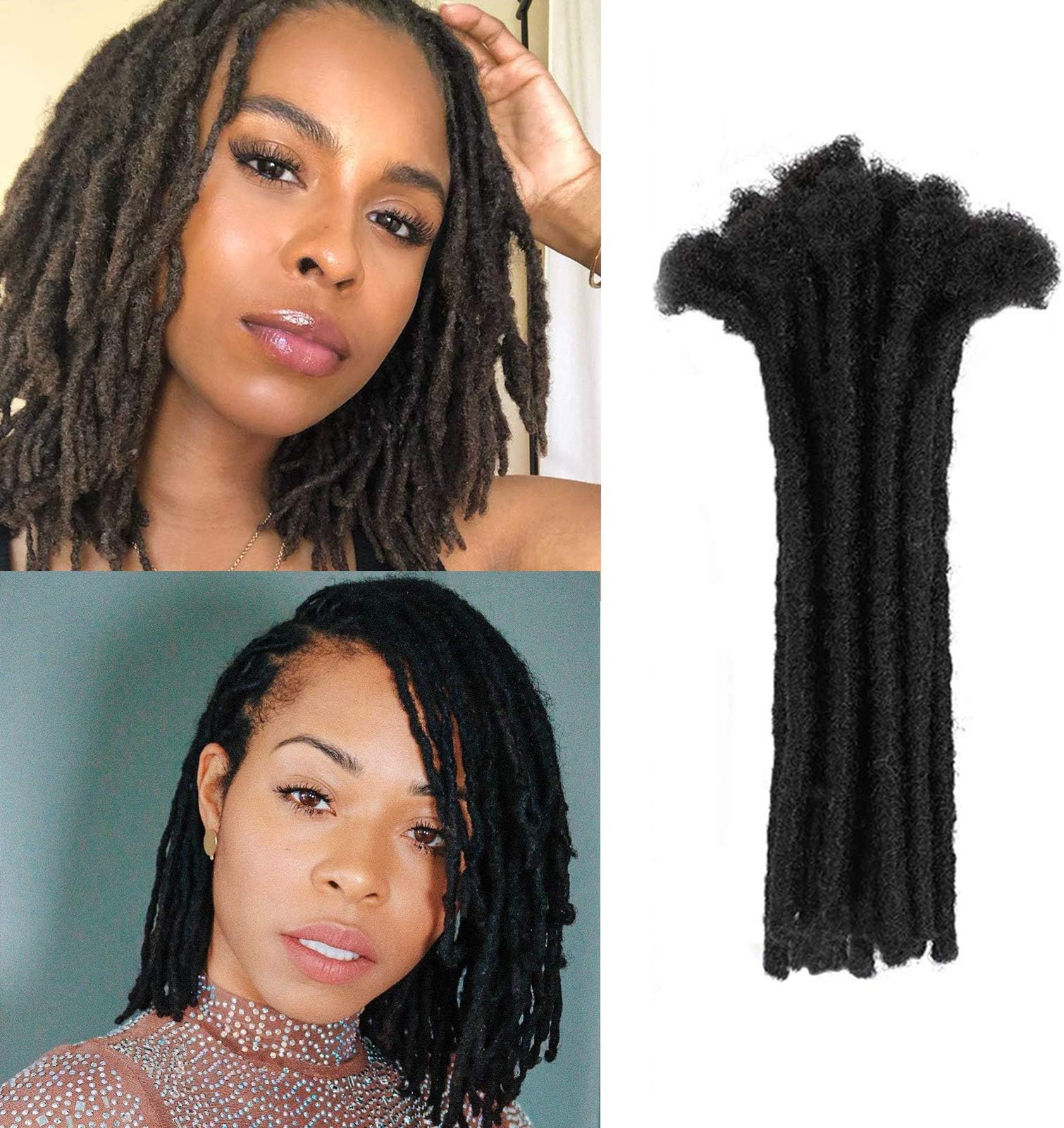 100% Human Hair Dreadlock Extensions for Men/Women 0.6cm Width Full Hand-made 6 Inch 100 Strands Permanent Locs Extensions Can be Dyed and Bleached