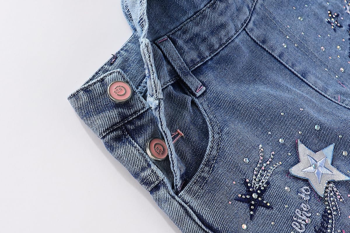 Peacolate 3-14ans Big Girls Combinaison & Barboteuses Salopette Bleu Denim Couleur Changeable Sequin Pantalon