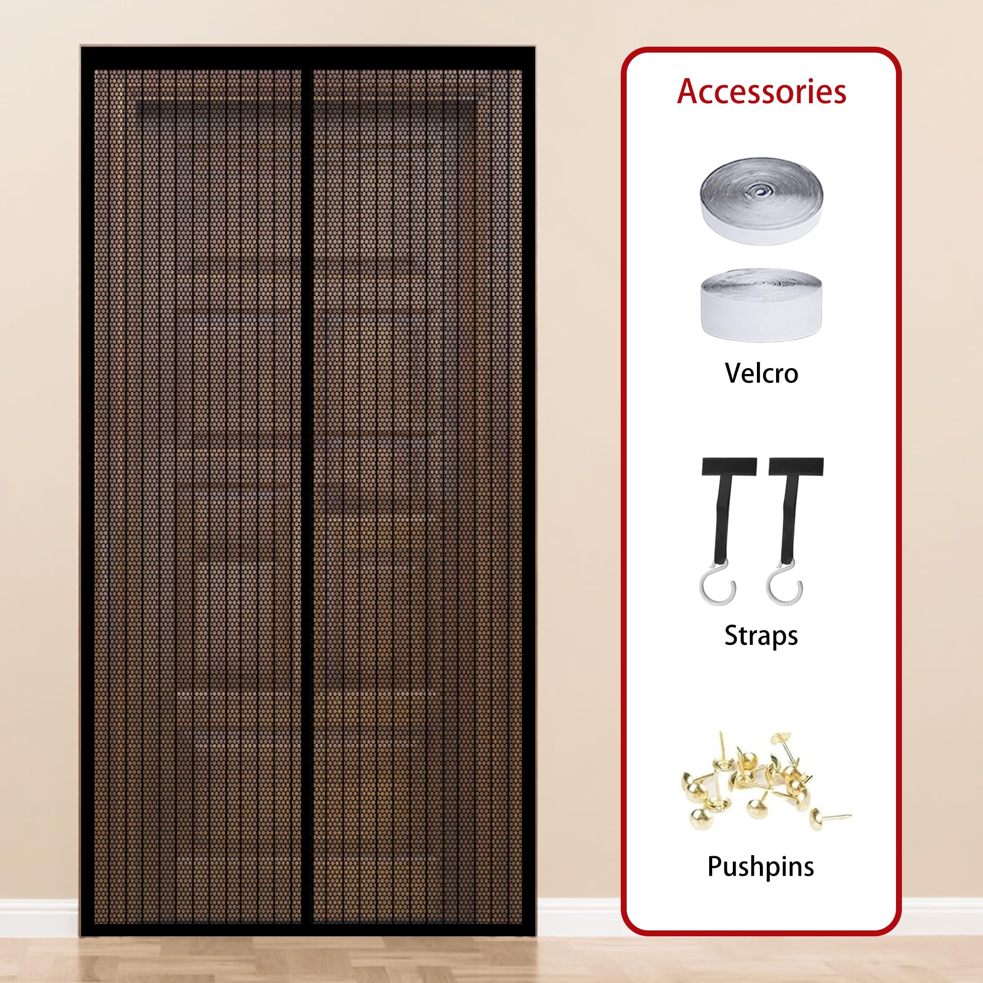 Zanzariera Magnetica 107 x 248 cm Varie Taglie Tenda con Magneti Anti Zanzare Anti Insetti Traspirante Chiusura Automatica per Porta Finestra Balcone Soggiorno Ingresso, Nero