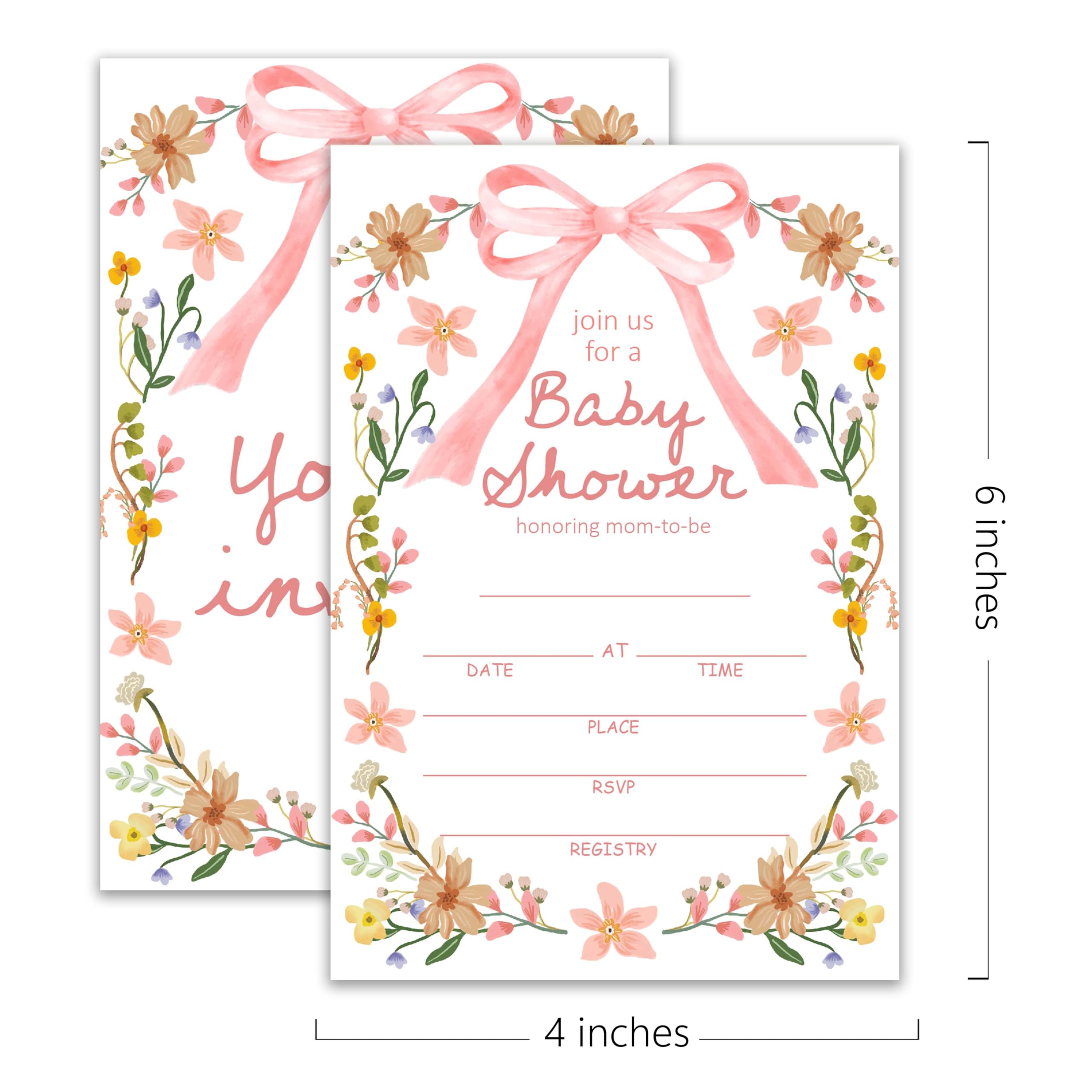 XZMBQ Floral Baby Shower Invitations - 20 Invitation Cards 4
