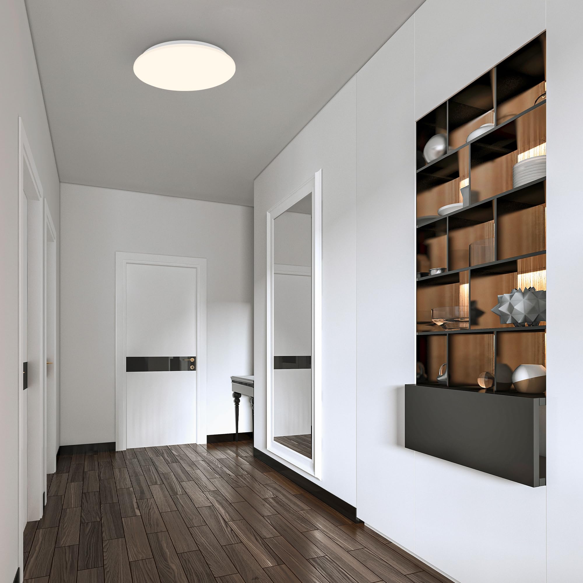 Briloner - Plafoniera a LED con sensore di movimento, luce bianca calda, plafoniera a LED, lampada da cucina, camera dei bambini, 270 x 60 mm (DxH) bianco (Confezione da 2)