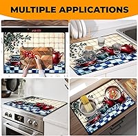 Vista 7 de Cubierta de estufa de vidrio resistente al calor con revestimiento de goma antideslizante – Protector de estufa eléctrica, resistente a