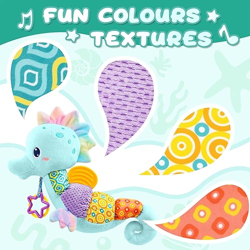 Miniatura 6 de Juguetes para bebés de 0 a 12 meses, juguetes de peluche musicales con actividad sensorial suave, con arrugas, sonajero y texturas, juguetes para el