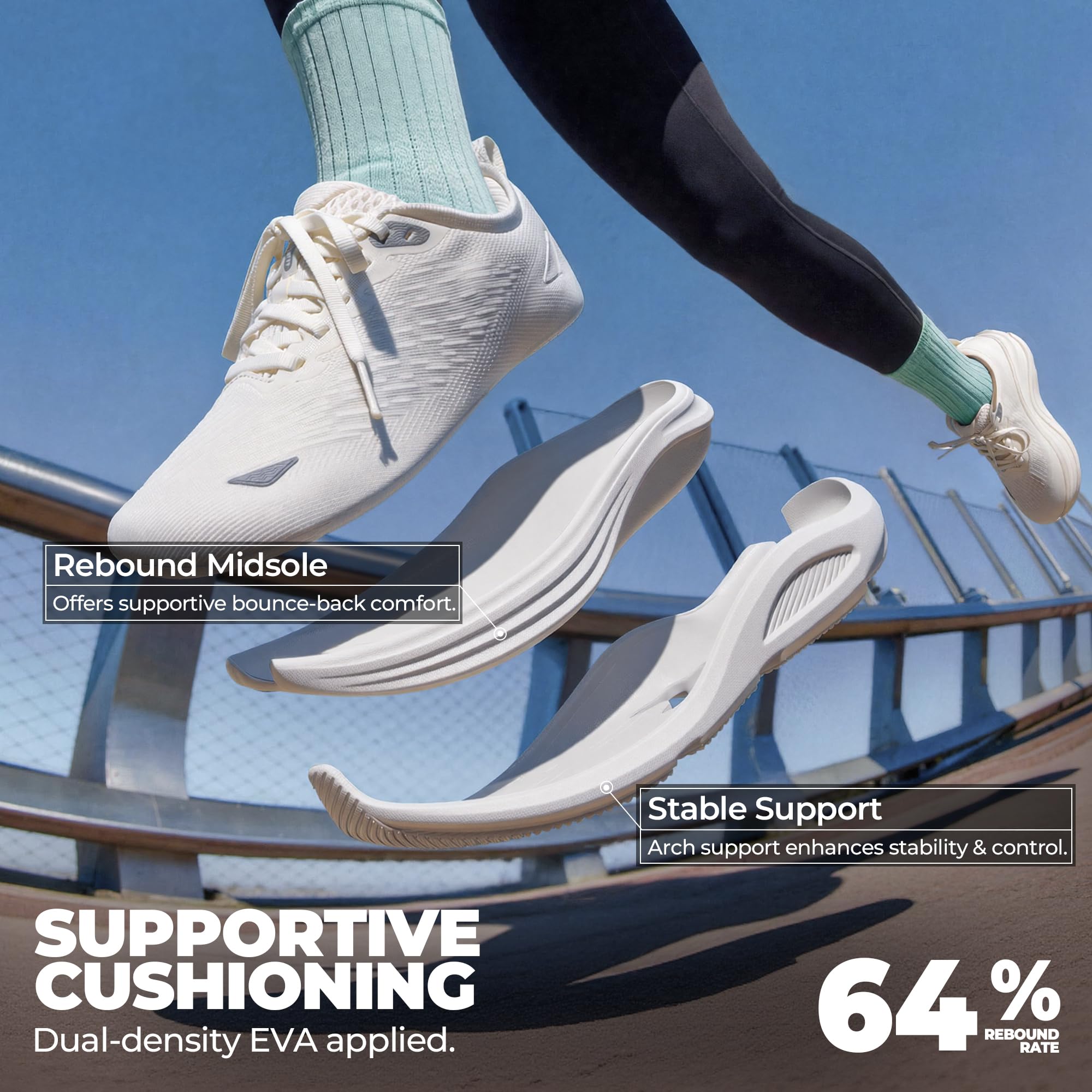 ALLSWIFIT Damskie buty do chodzenia amortyzowane wsparcie łuku do biegania wygodne oddychające lekkie siłownia trening sportowe trampki na co dzień