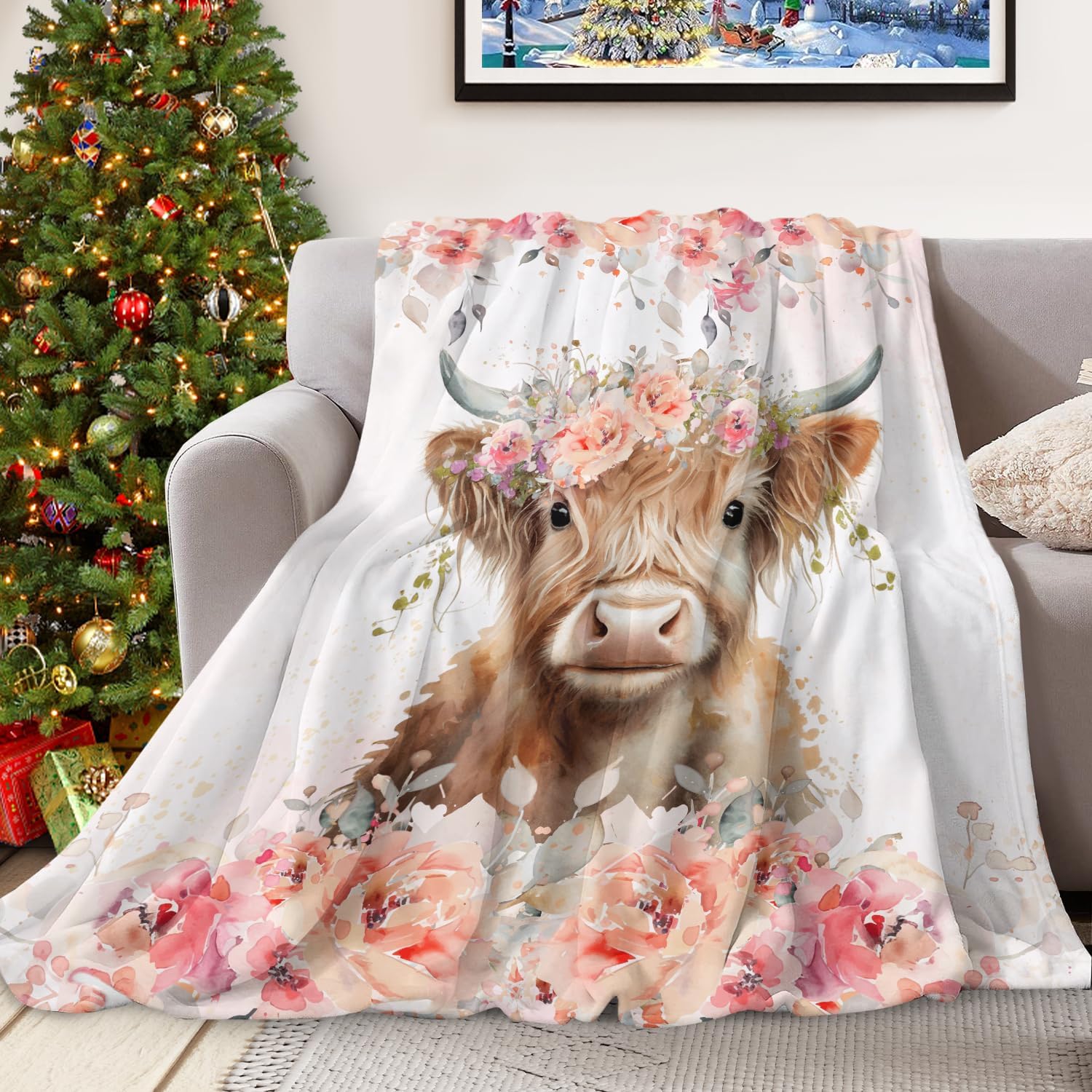 Highland Cow Blanket for Girls, Kids Highland Cow Throw Blanket for Couch Bed Room Decor, Gift for Girls 60"x80"