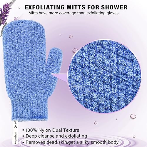 Exfoliating Shower Mitts - Dead Skin Remover Gloves for Men & Women(1 Pair Moderate)
